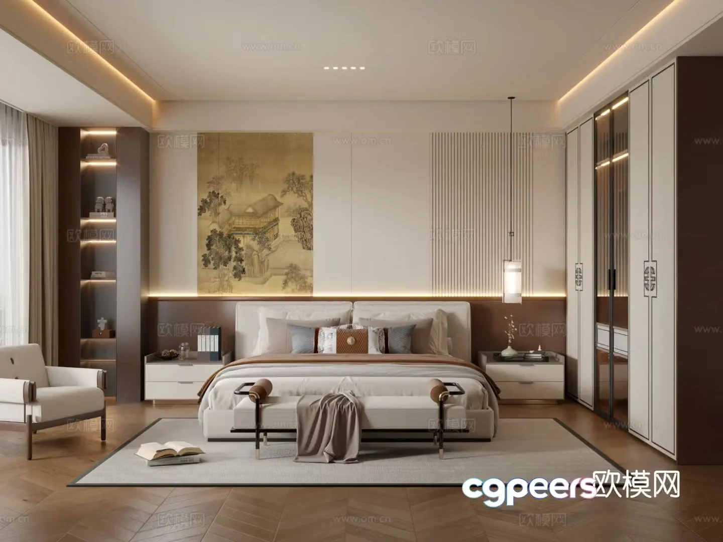 New Chinese style bedroom master bedroom 3d model