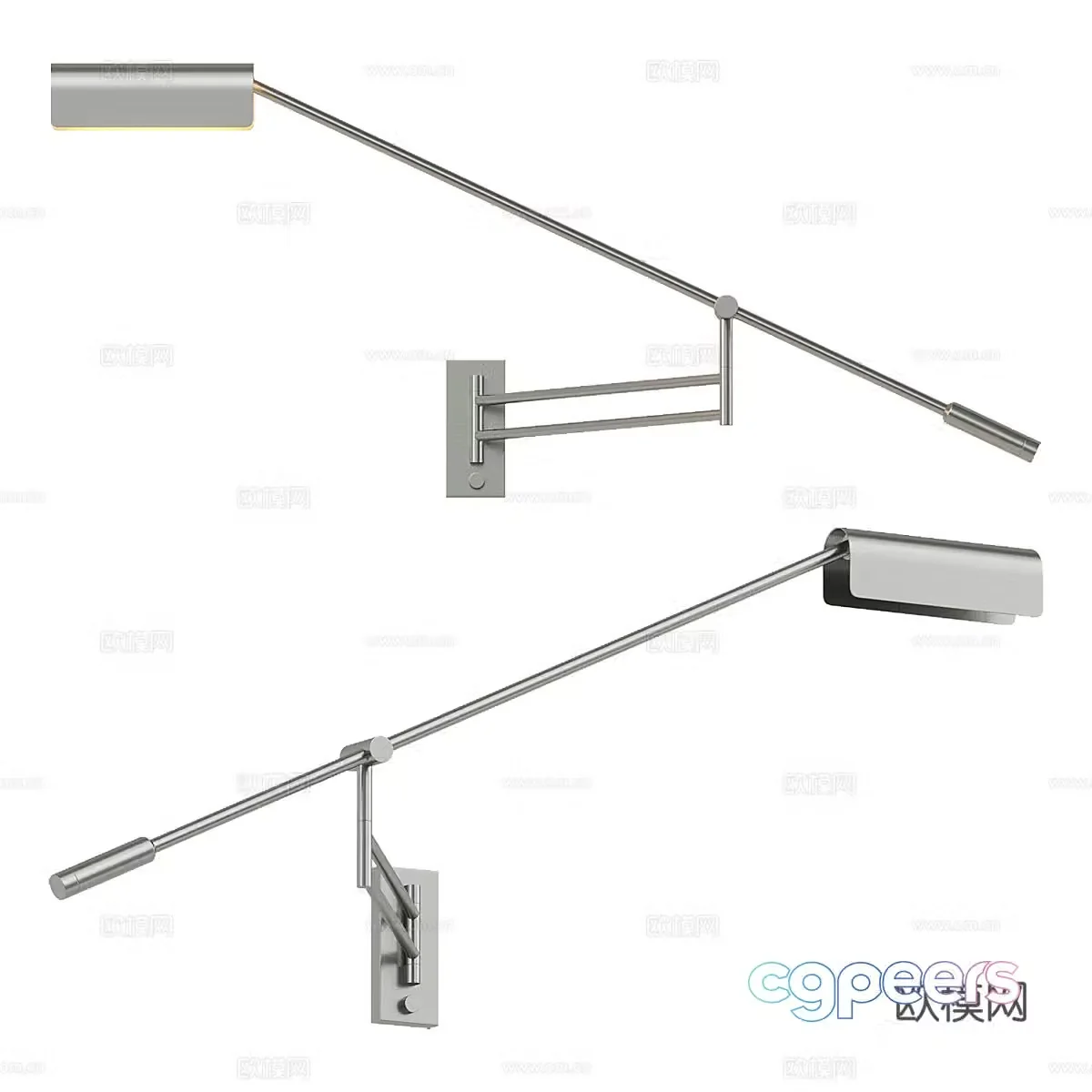 Modern minimalist long strip metal wall lamp 3d model
