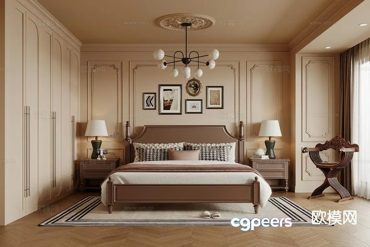French retro bedroom master bedroom 3d model