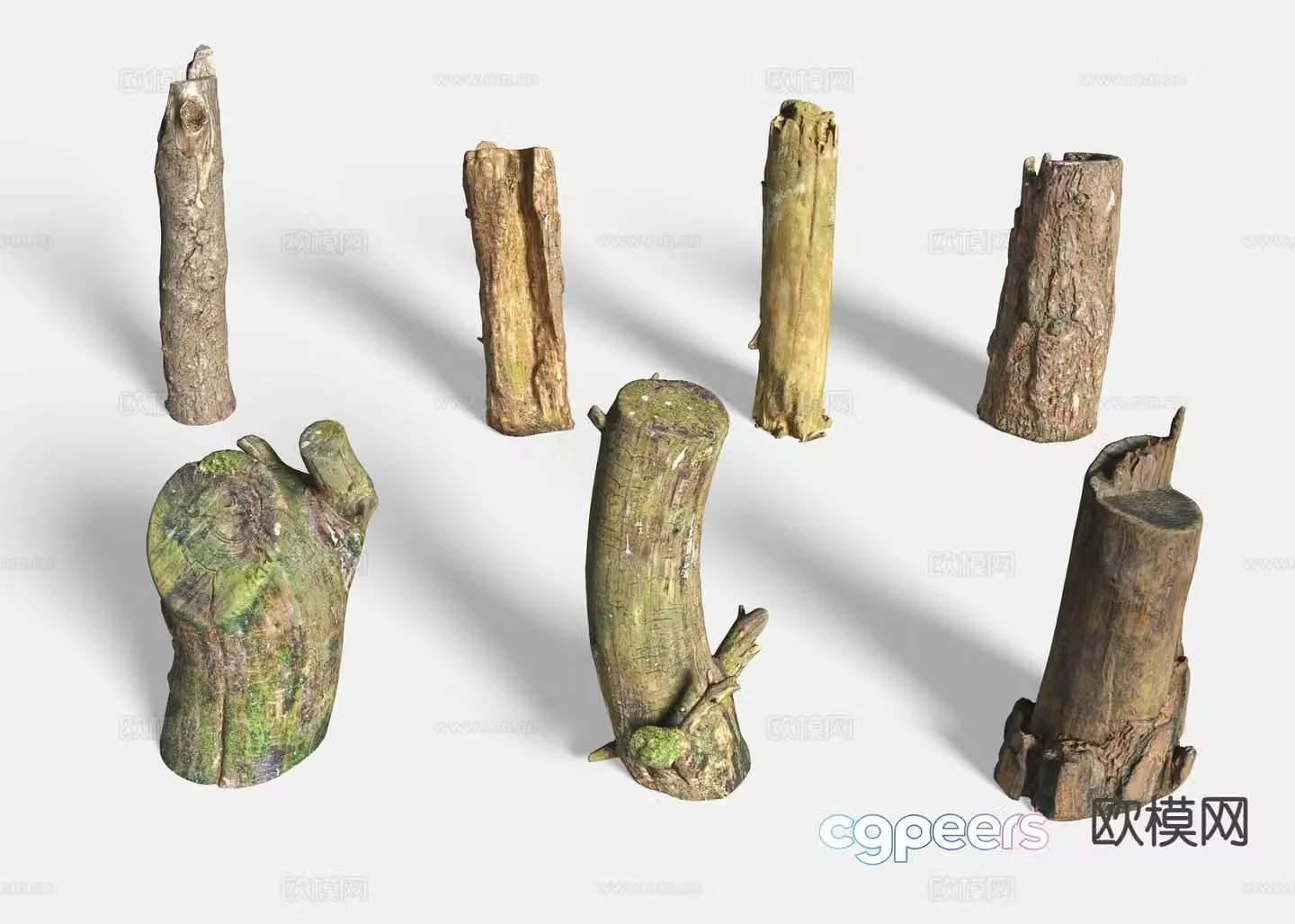 Dead tree stump dead wood tree stump sketch 3d model
