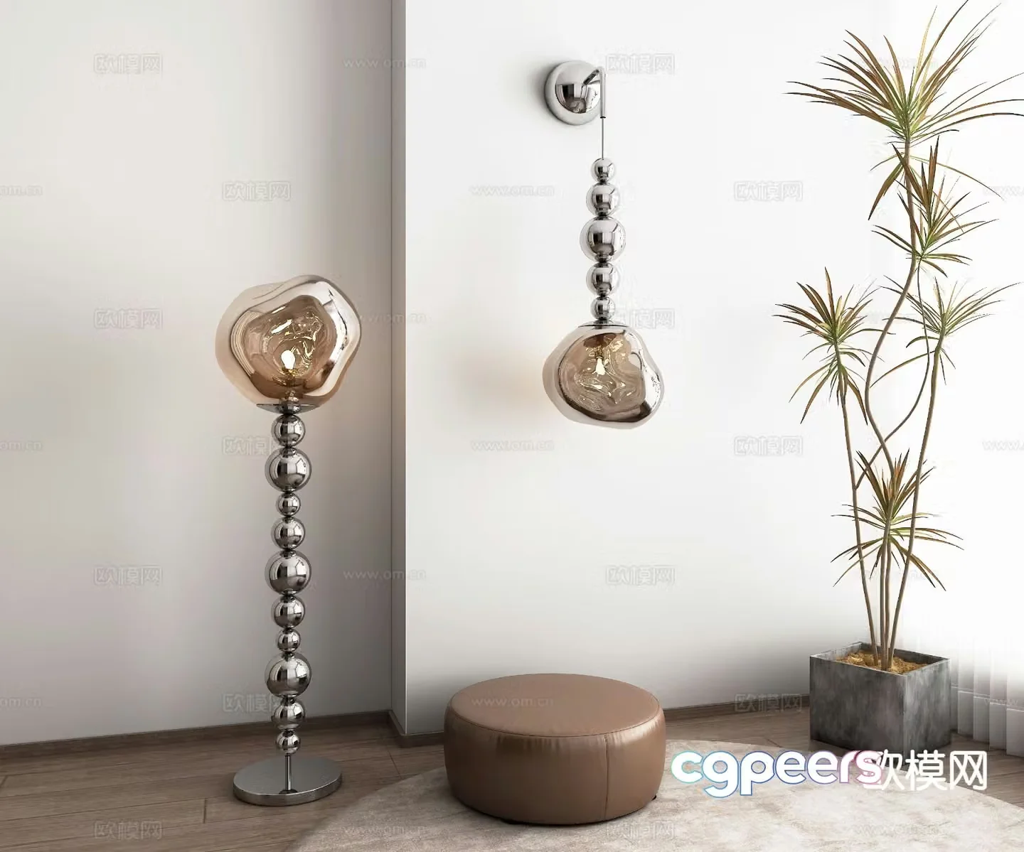 Silver floor lamp wall lamp 3d model