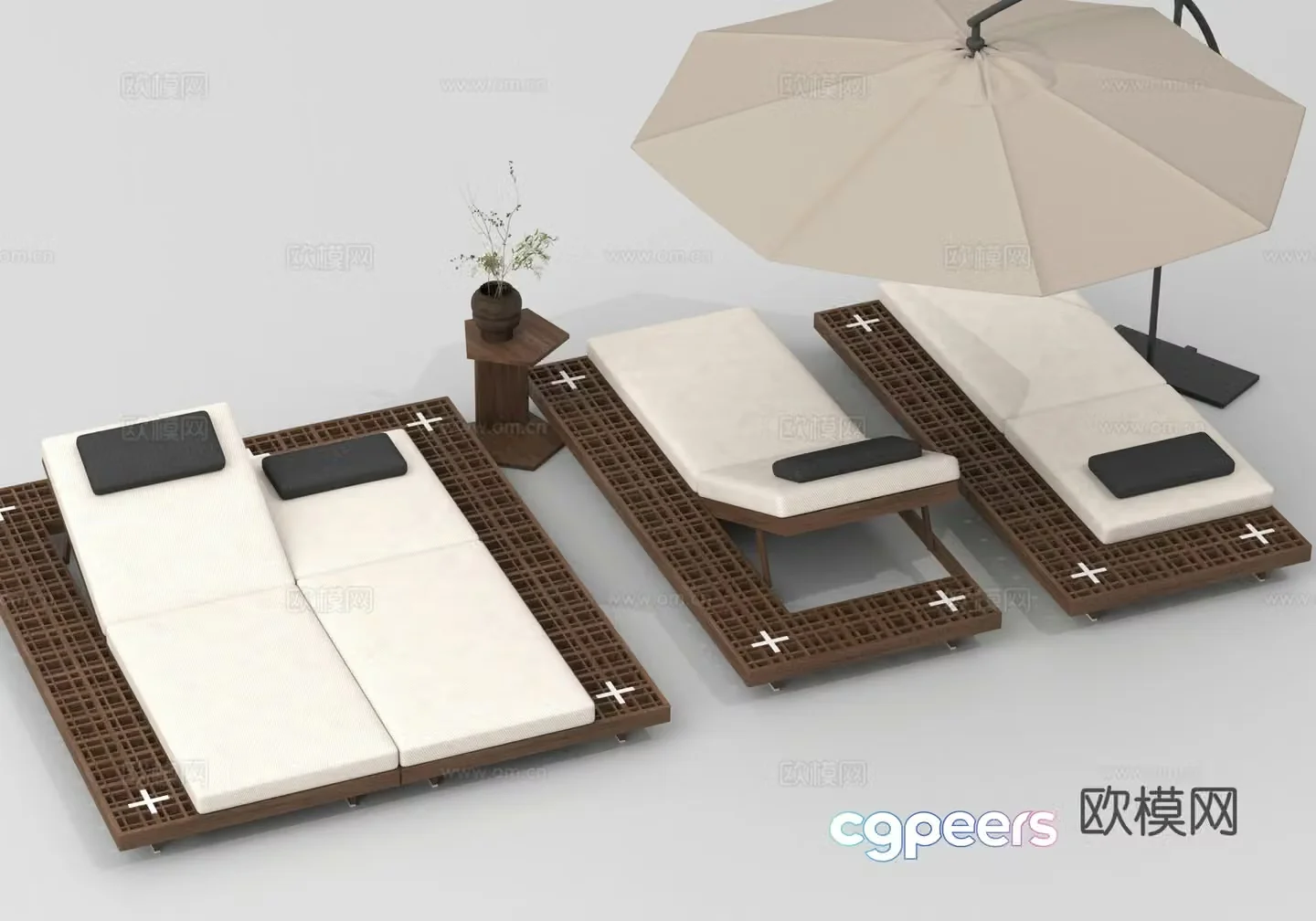 Leisure deck chair folding deck chair outdoor deck chair 3d model