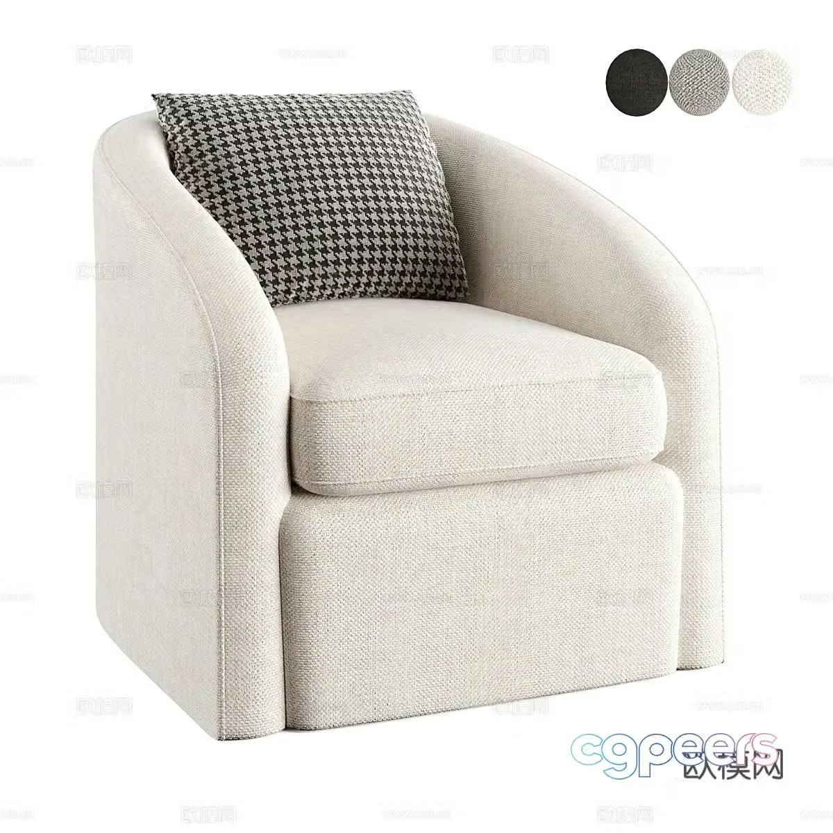 Modern cream style fabric lounge chair 3d model