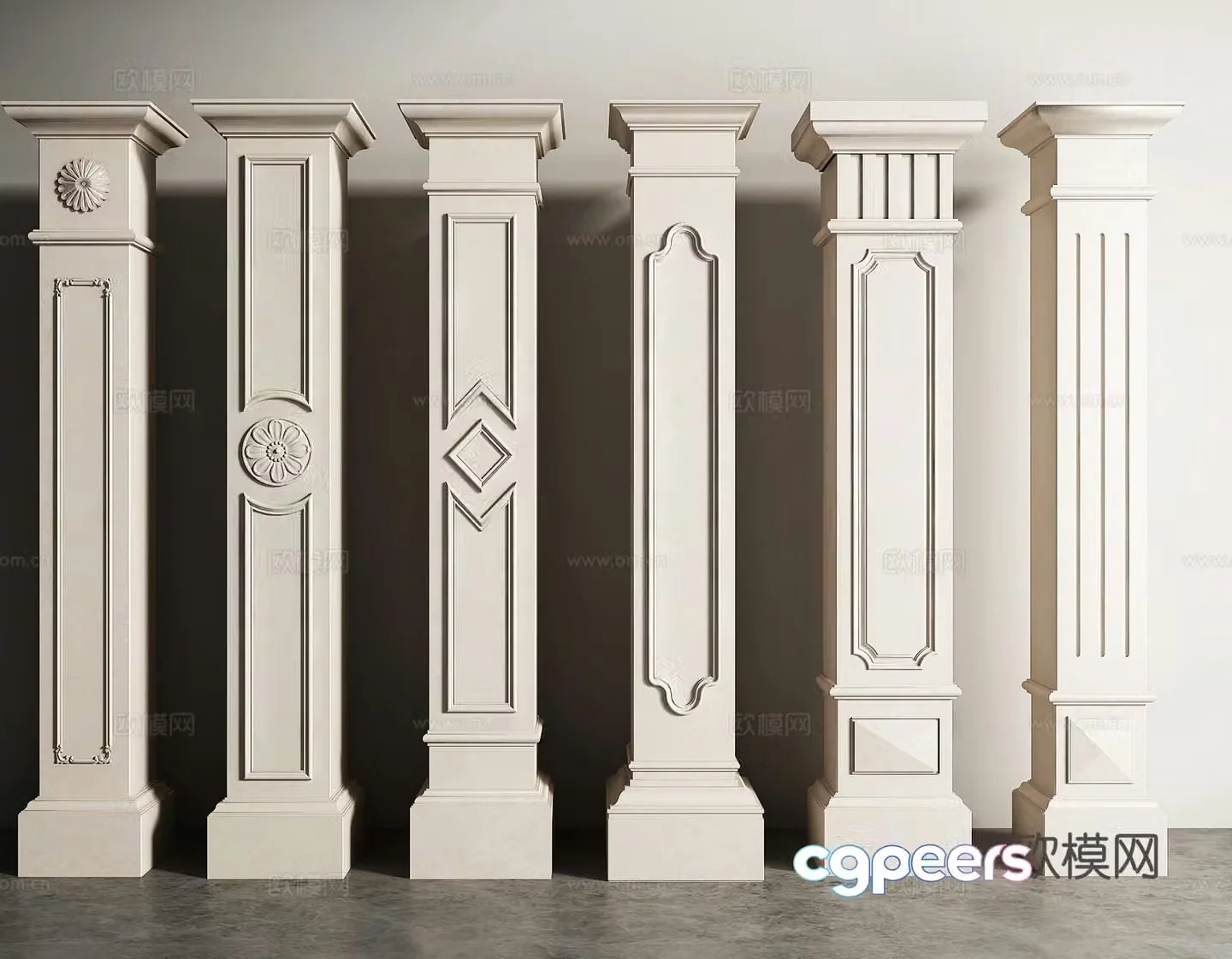 European columns Roman columns square columns 3D model