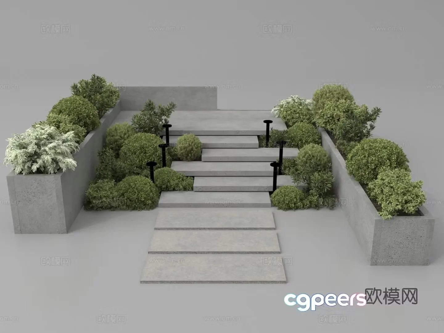 Landscape sketch Garden sketch Steps Plant Landscape 3D Model