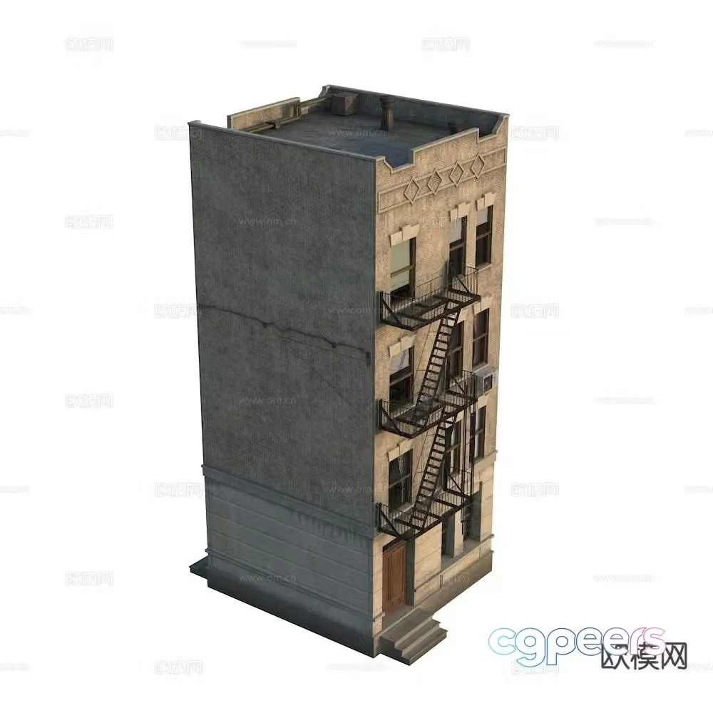 American residential building Western architecture New York building exterior 3d model