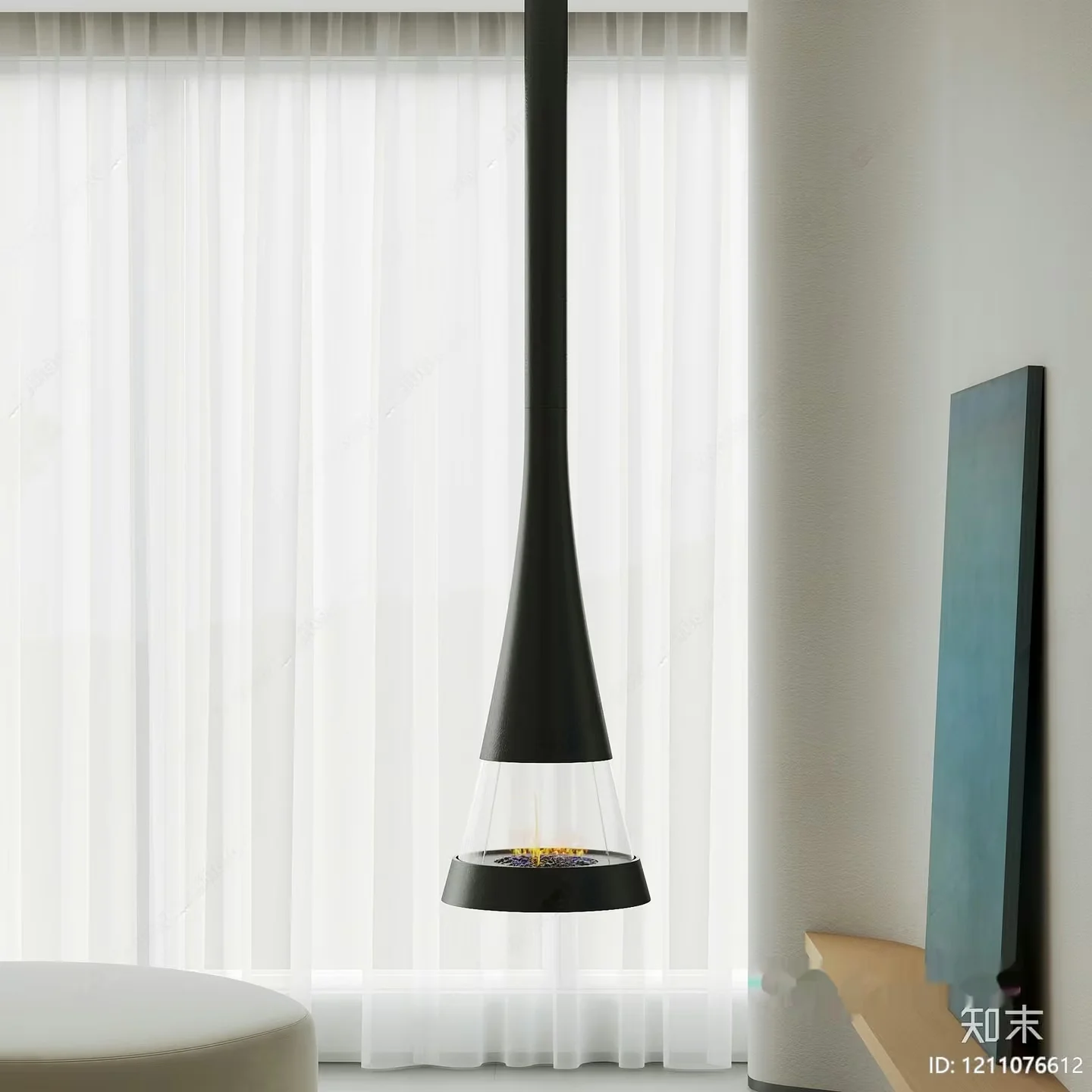 Modern Hanging Fireplace 3D Model – 5509 – VRAY Render