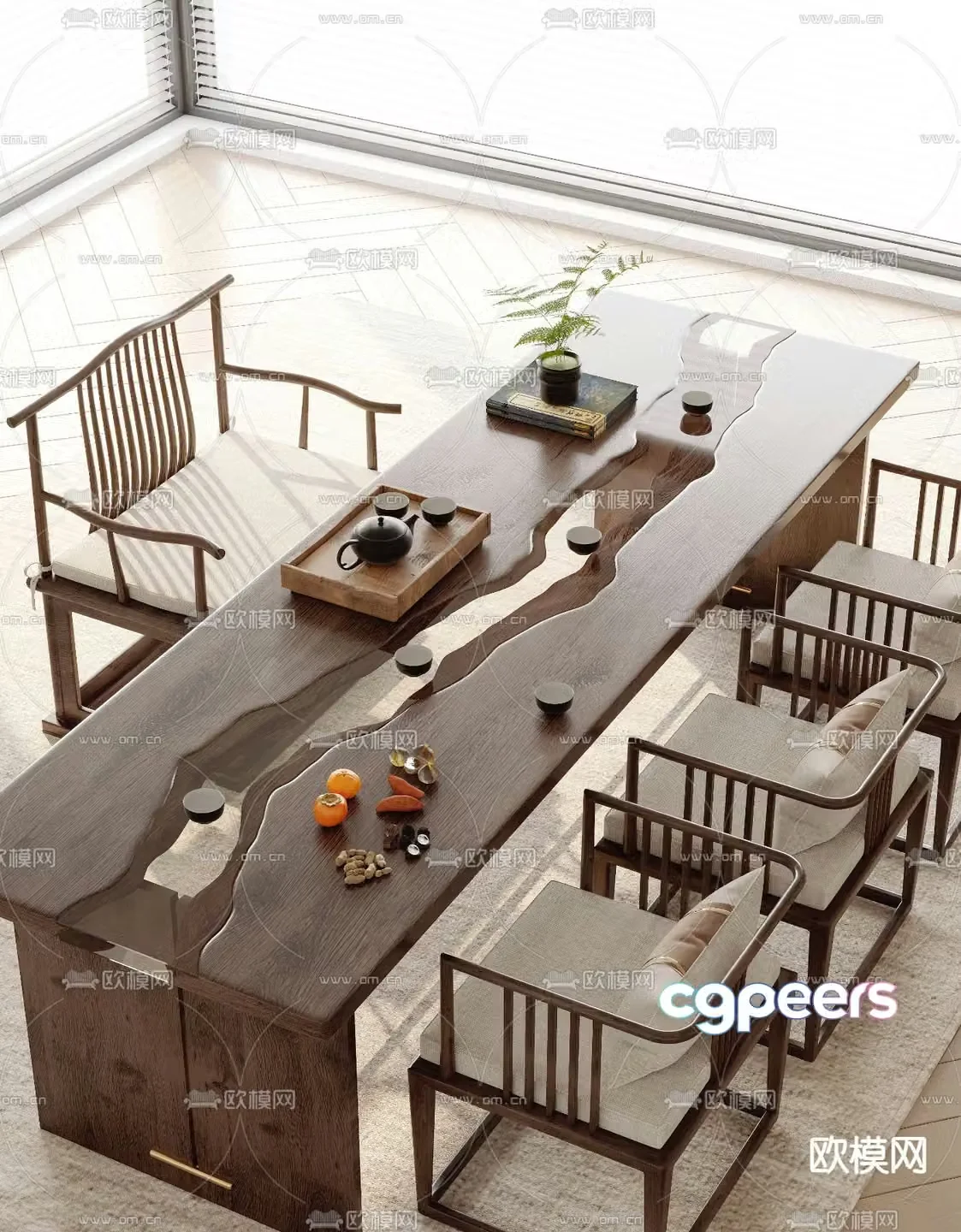 River tea table resin tea table 3d model