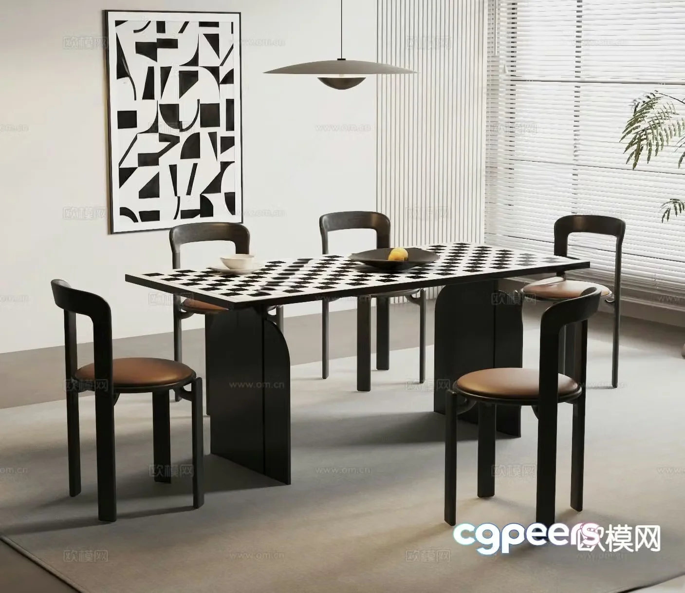 Medieval style dining table and chairs bar dining table 3D model