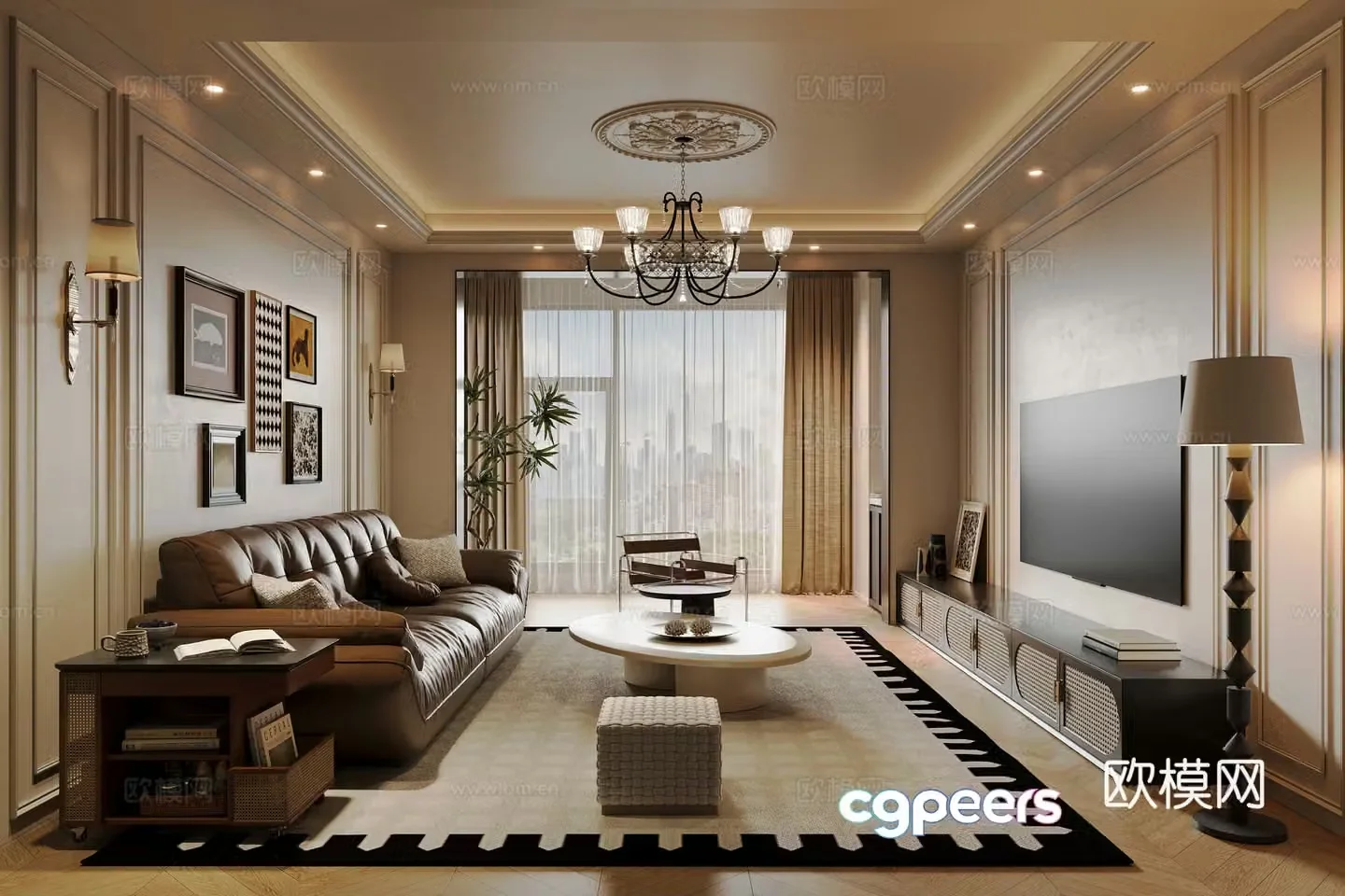 French retro living room 3d model