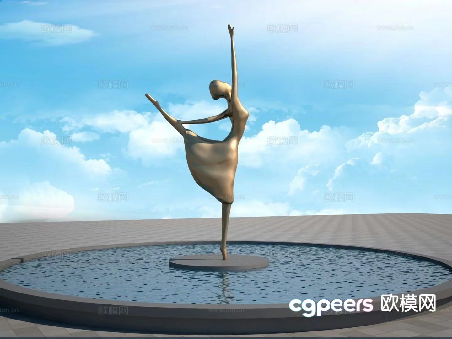 Ballerina girl sculpture 3d model