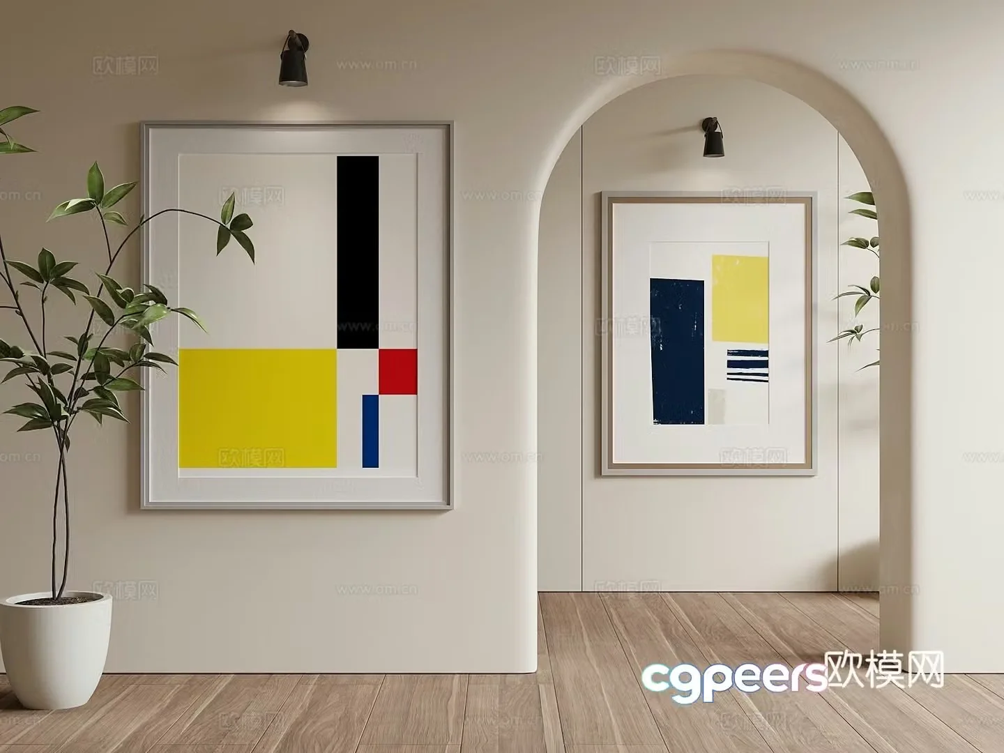 Modern hanging painting decorative painting 3d model