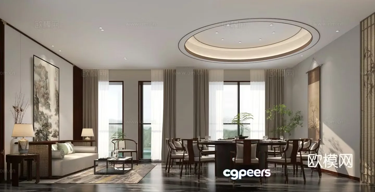 New Chinese-style private room meal package 3D model
