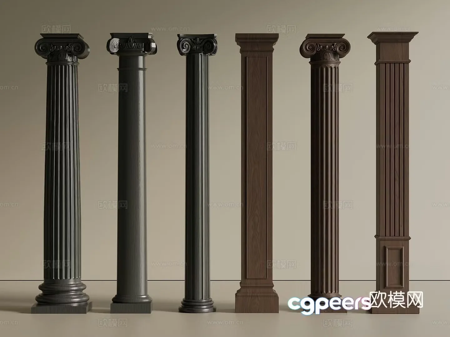 European French Column Roman Column Gypsum Column 3D Model
