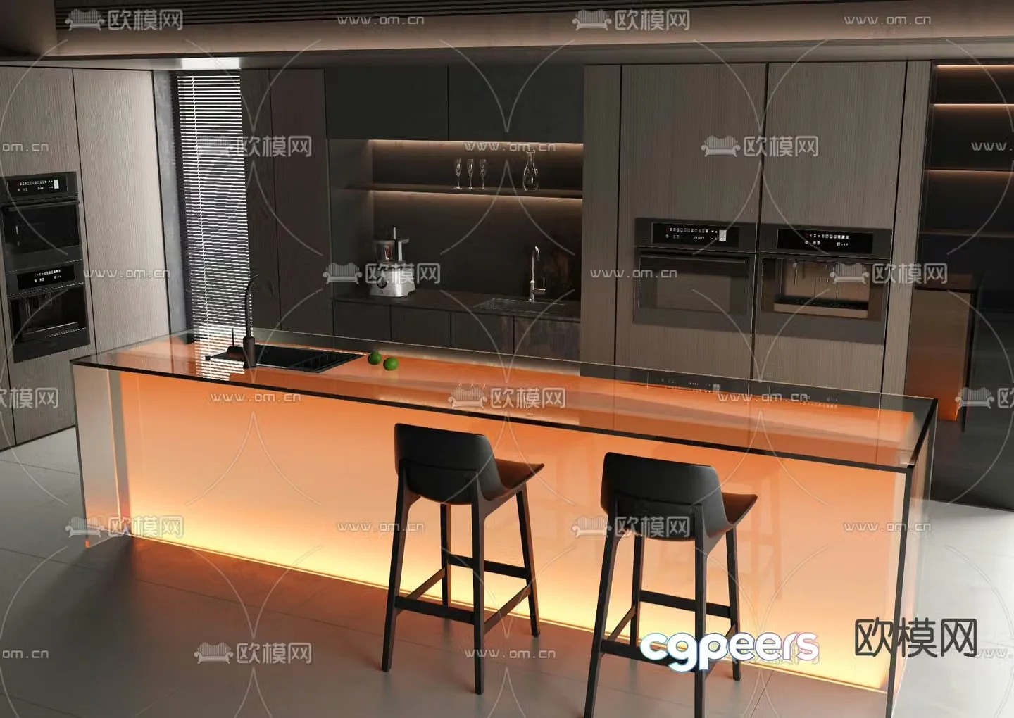 Luminous island glass island 3d model