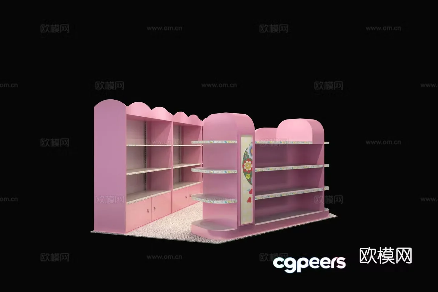 Shopping mall boutique jewelry store modern commodity display cabinet shelves 3d model
