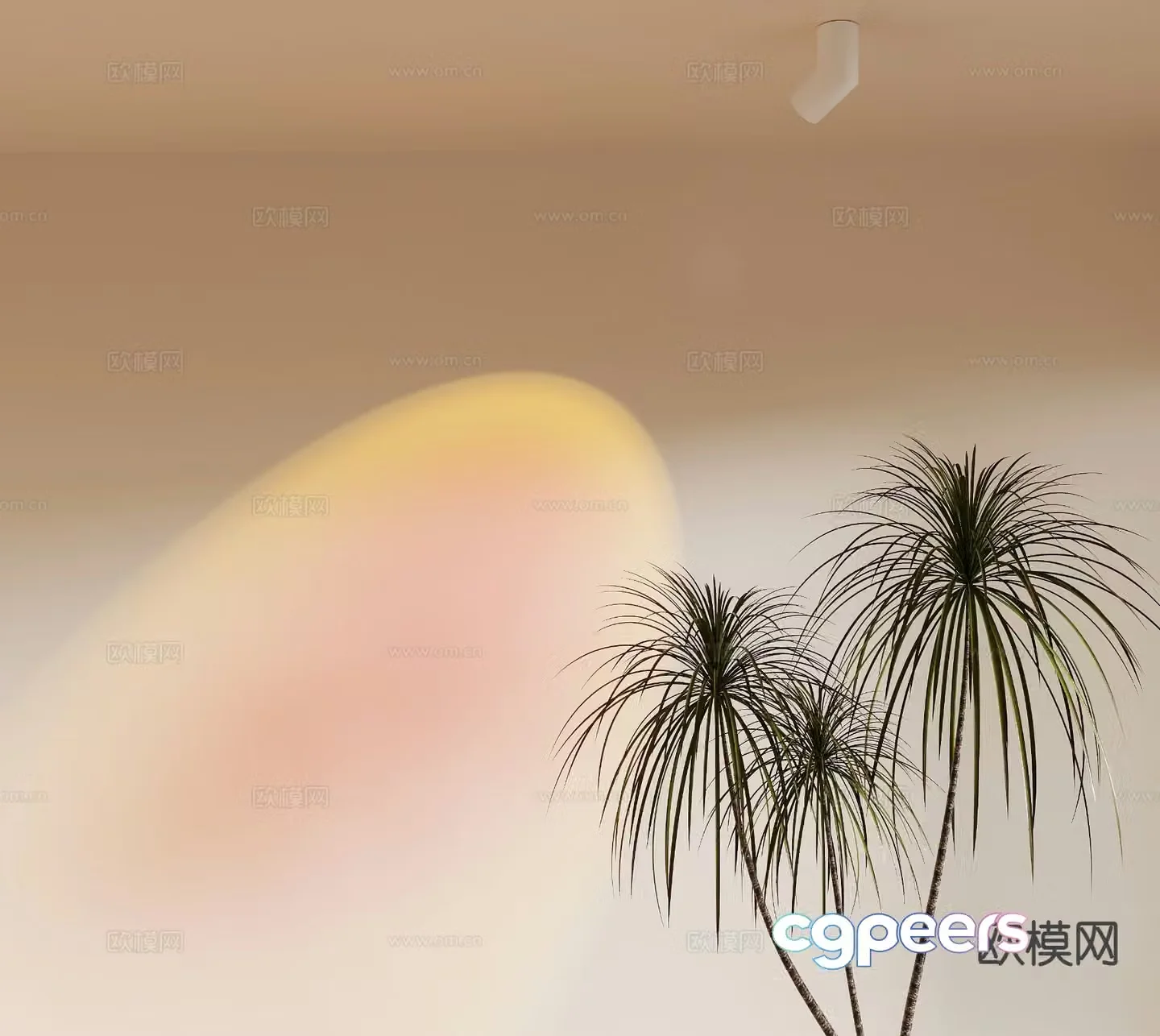 Modern sunset lamp spotlight floor potted plant 3d model
