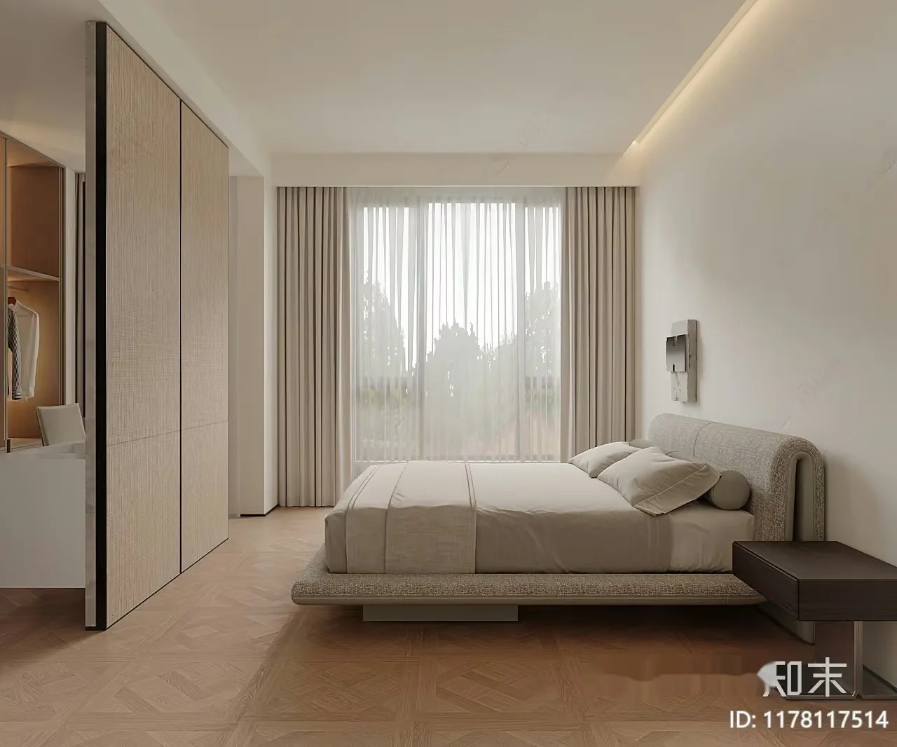 A Modern Bedroom With A Minimalist Aesthetic 3D Model – 10693 – CORONA Render