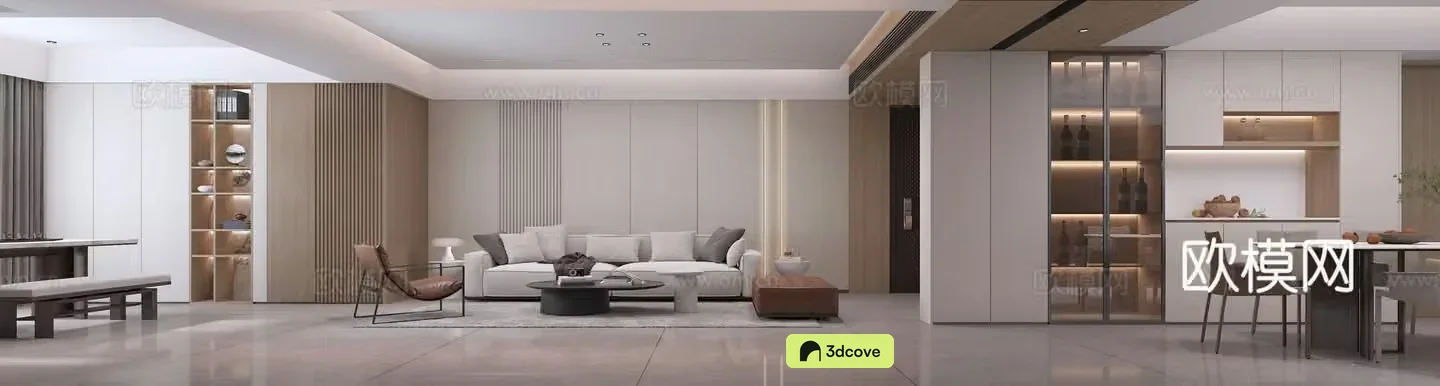 Modern living and dining room