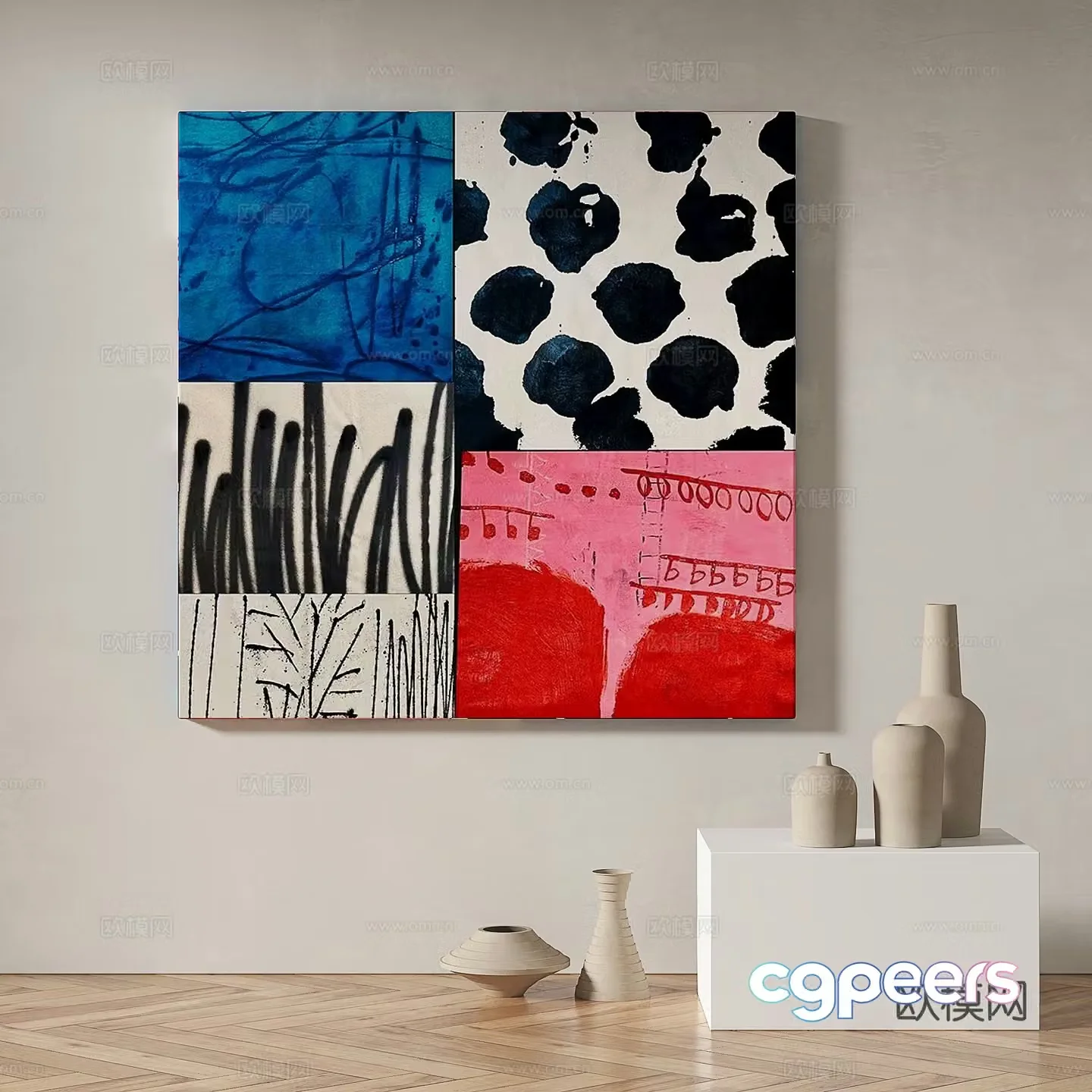 Modern minimalist abstract decorative painting 3d model