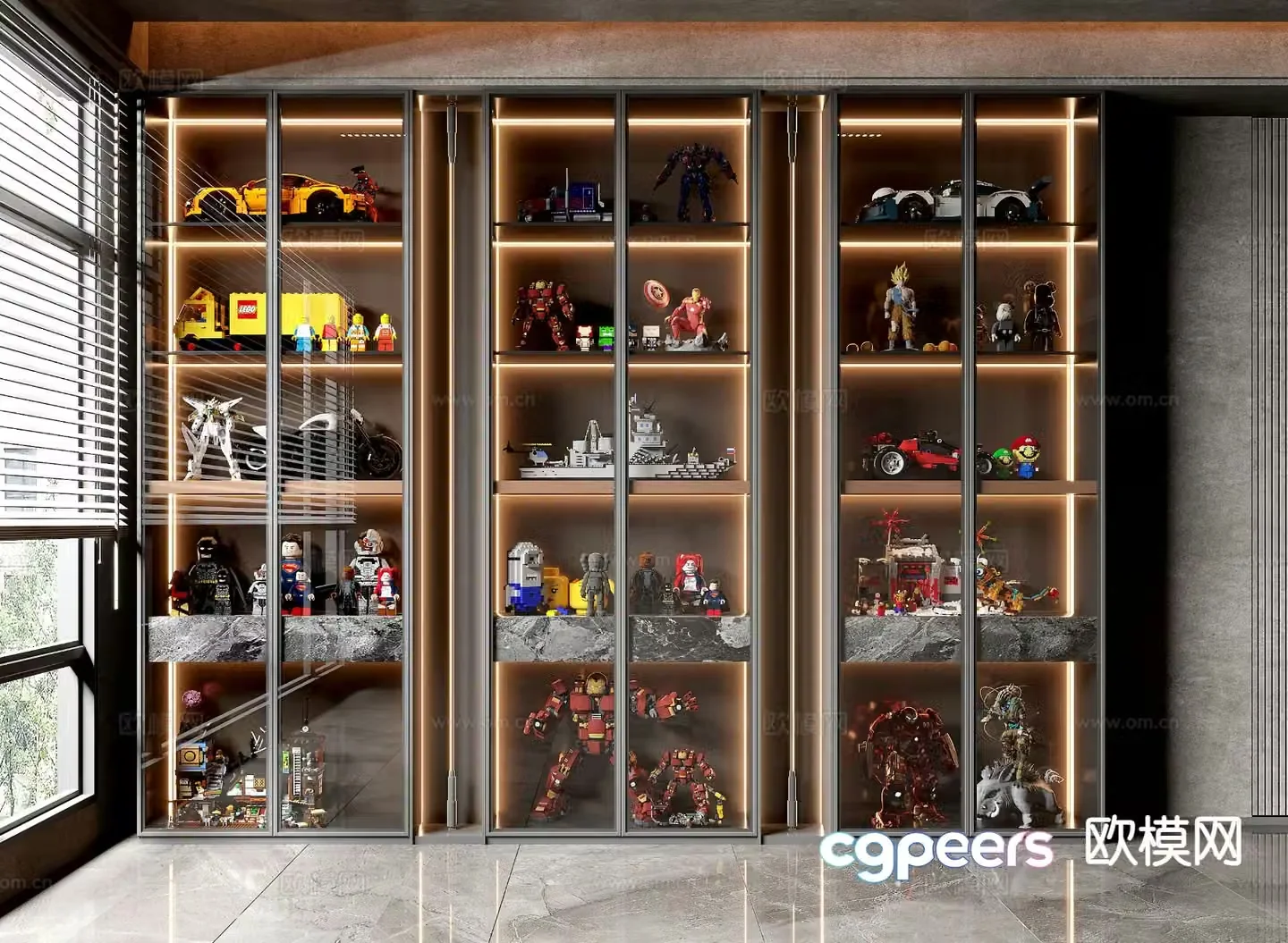 Light luxury decorative cabinet display cabinet glass Lego cabinet 3D model