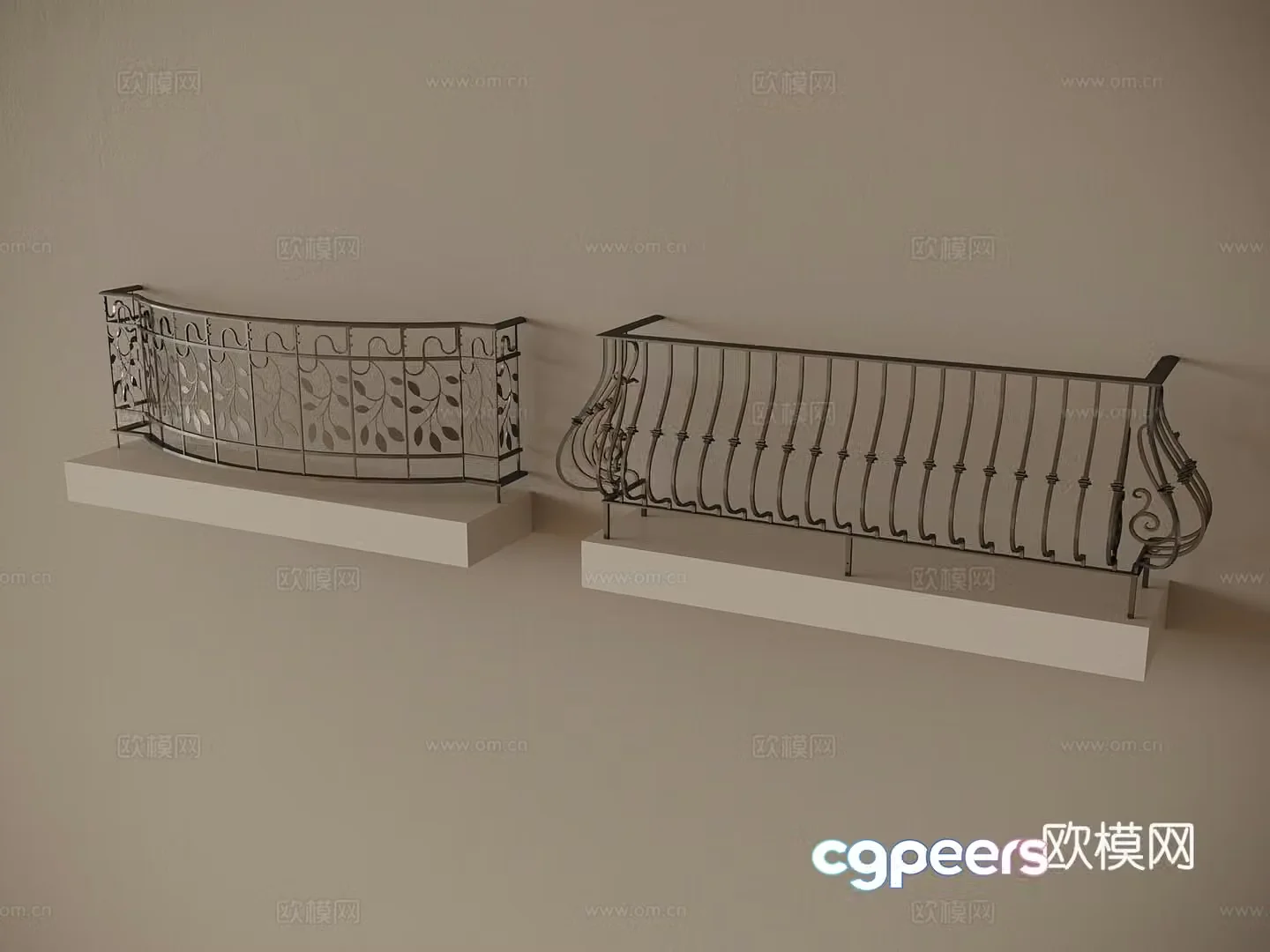 French modern railings iron railings guardrails balcony guardrails fence 3d model