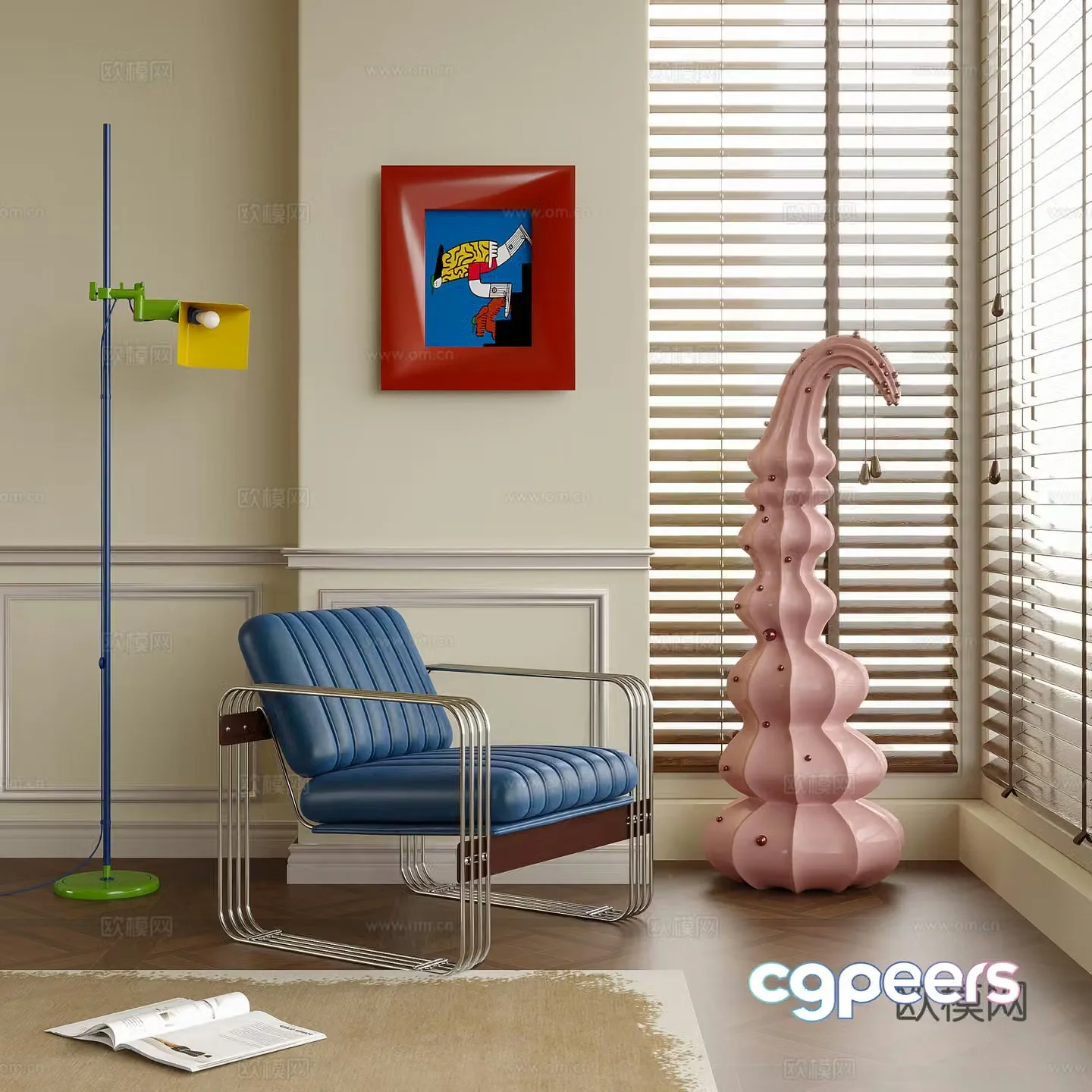 Modern Bauhaus lounge chair single sofa single chair floor lamp 3d model