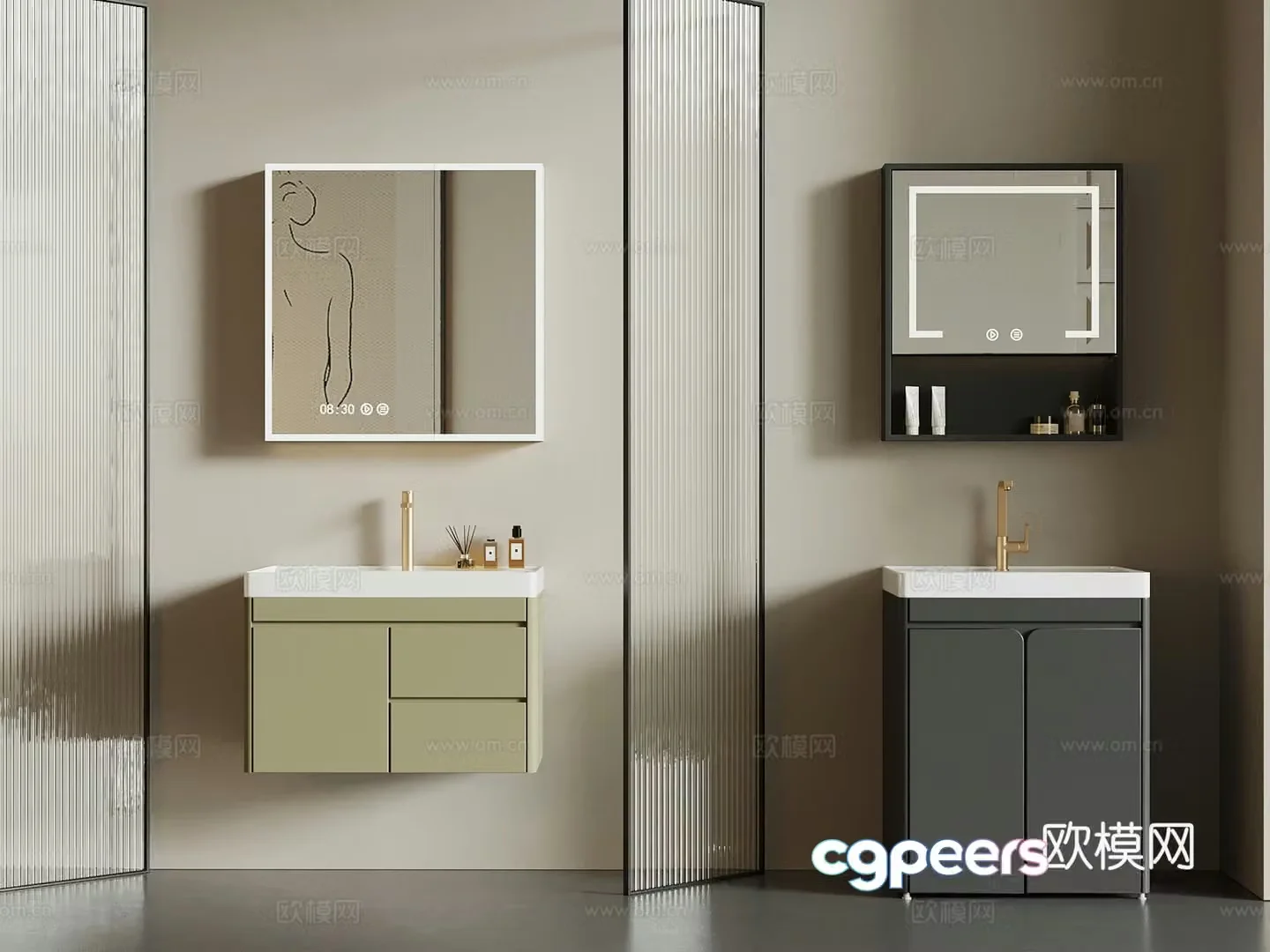 Bathroom cabinet French creamy bathroom cabinet 3d model