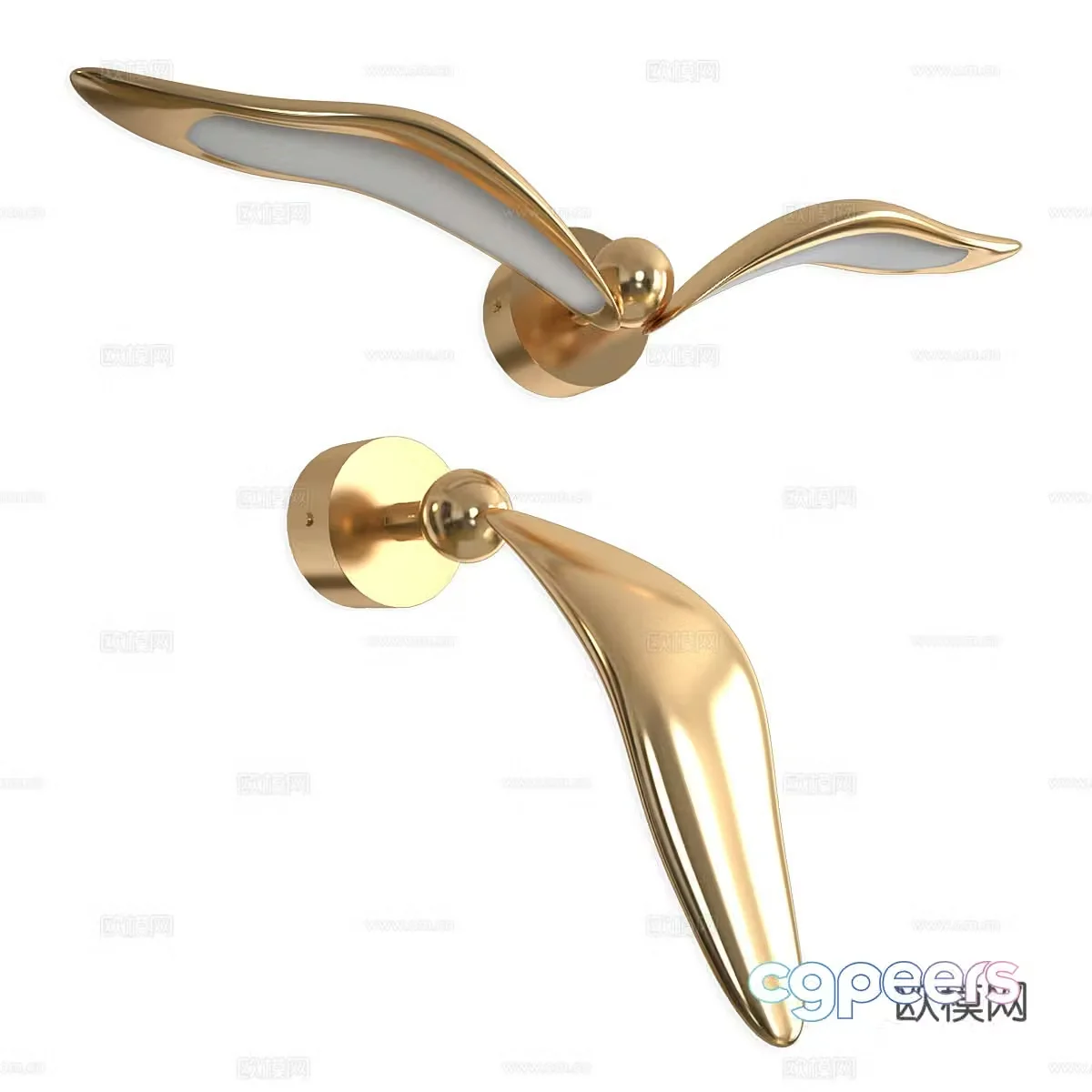 Modern light luxury bird decorative wall light 3d model