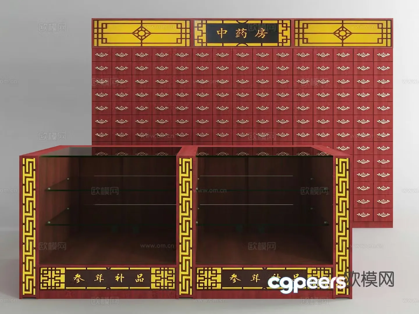 Chinese medicine cabinet treasure cabinet 3D model
