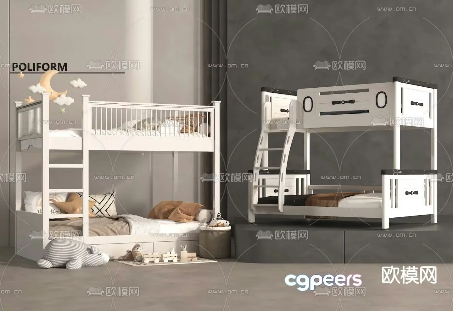Modern bunk bed bunk bed 3d model