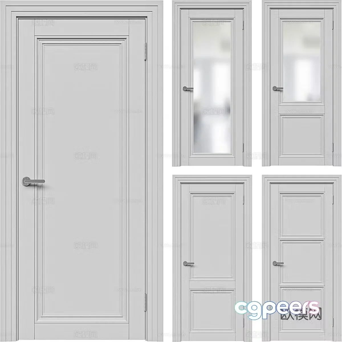Modern indoor single door 3D model