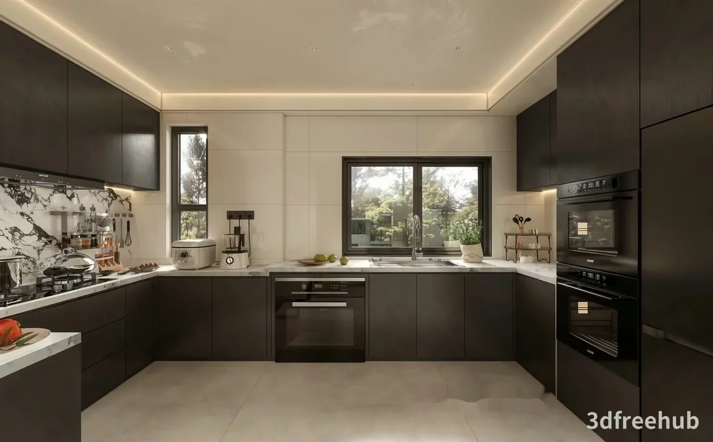 Modern Kitchen 3D Model – 19608 – VRAY Render