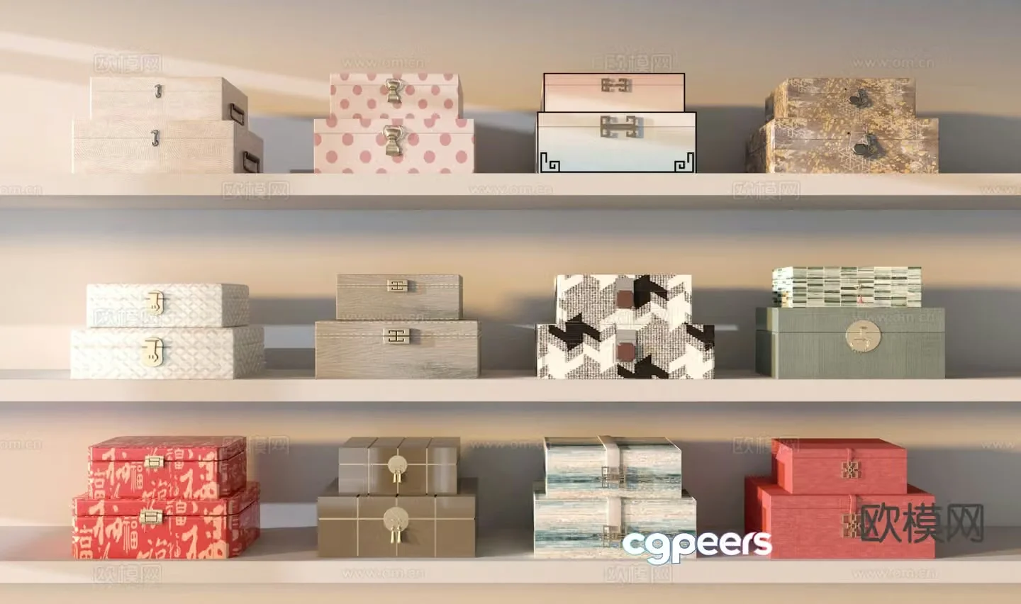 Chinese gift box packaging box jewelry box 3d model
