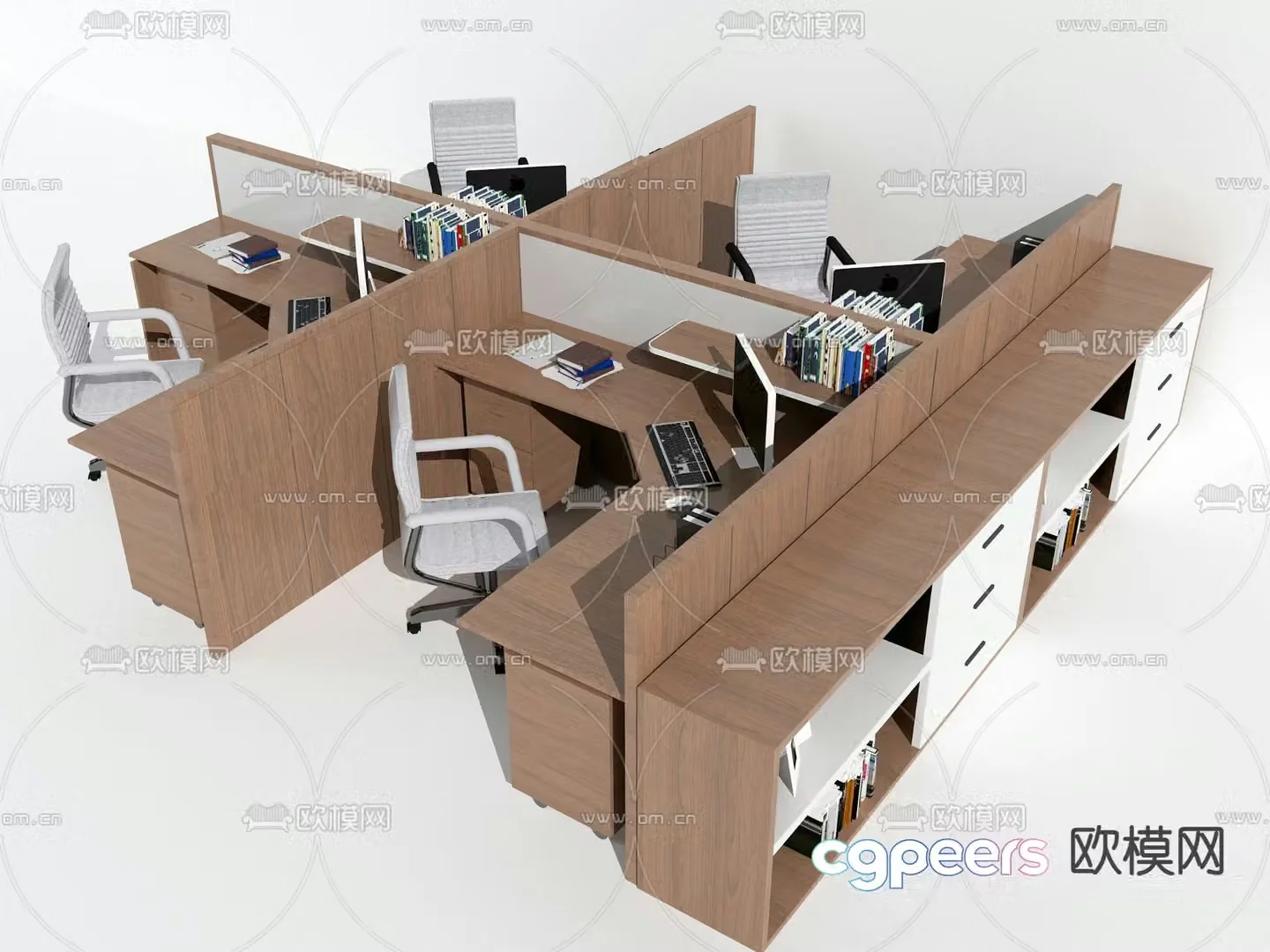Office desk and chair work station staff table 3d model