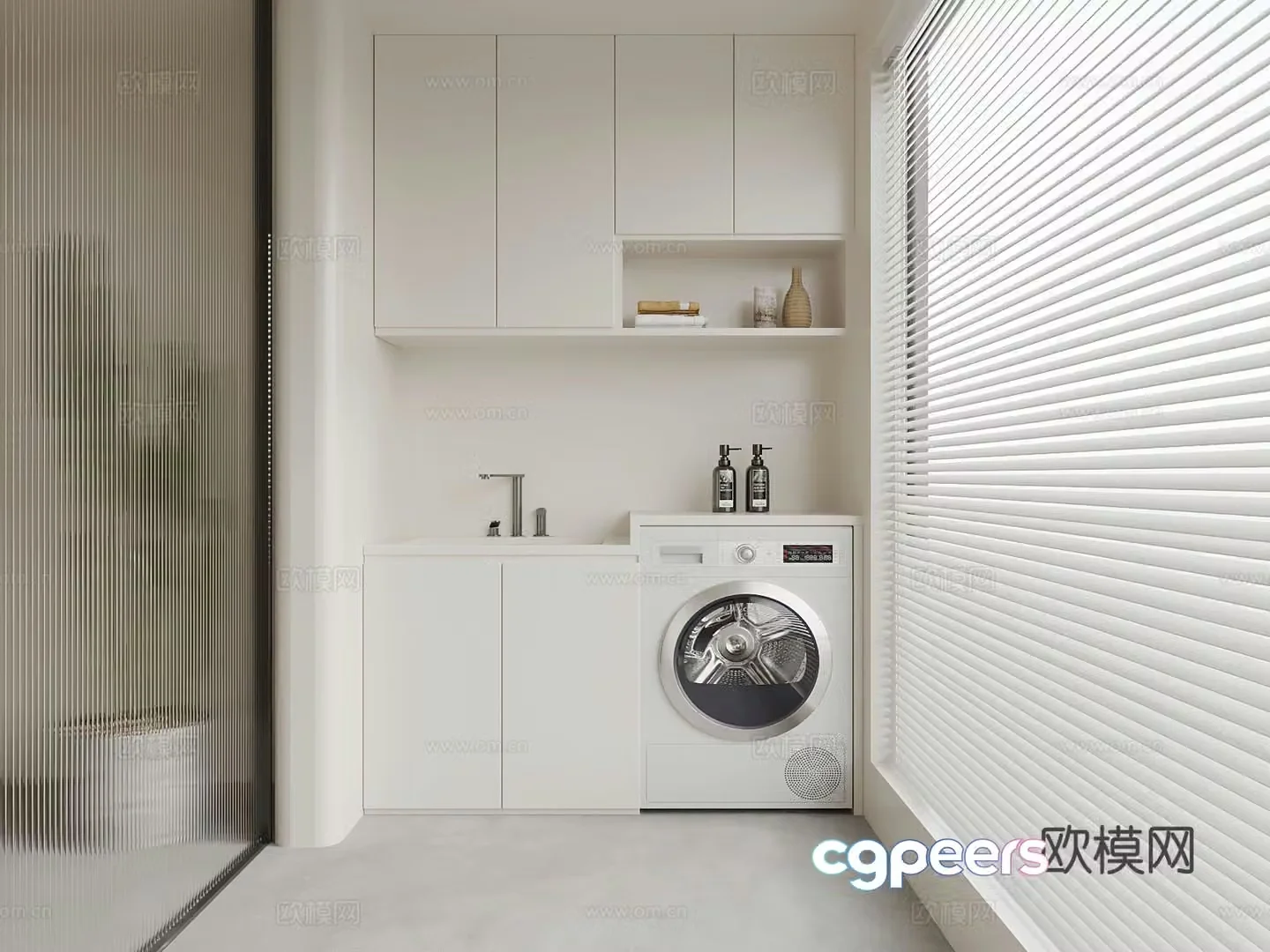 Modern balcony cabinet washing machine cabinet 3d model