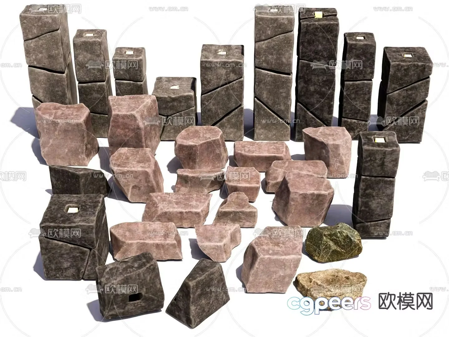 Landscape stones stones gravel stone pillars 3d model