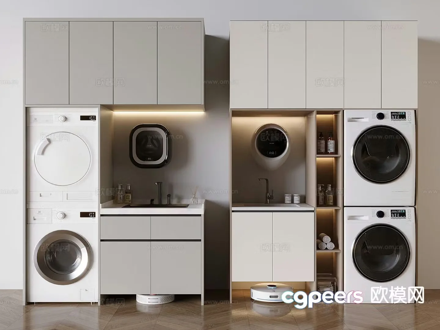 Modern washing machine cabinet balcony cabinet 3d model