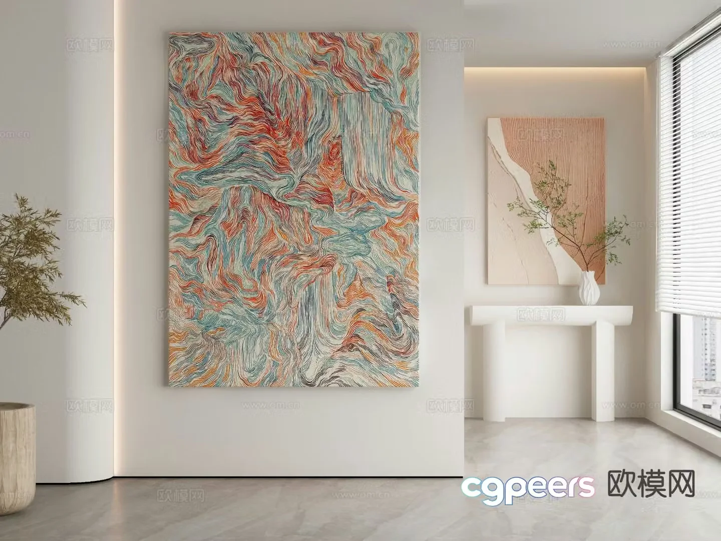 Modern decorative painting oil painting 3d model