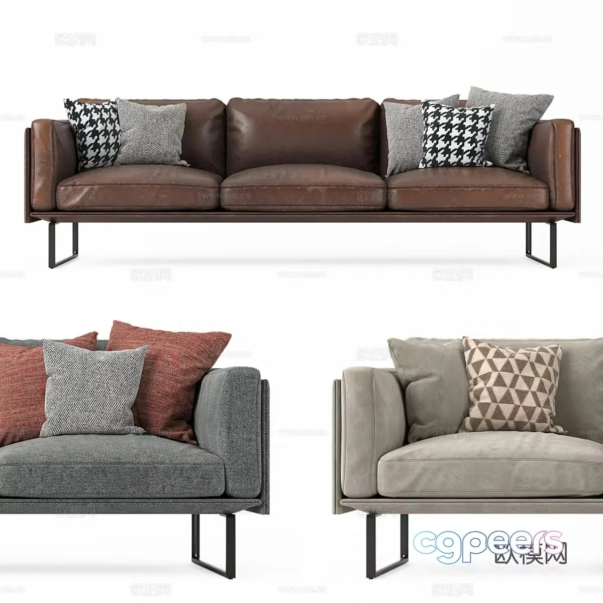 3D model of three seater sofa