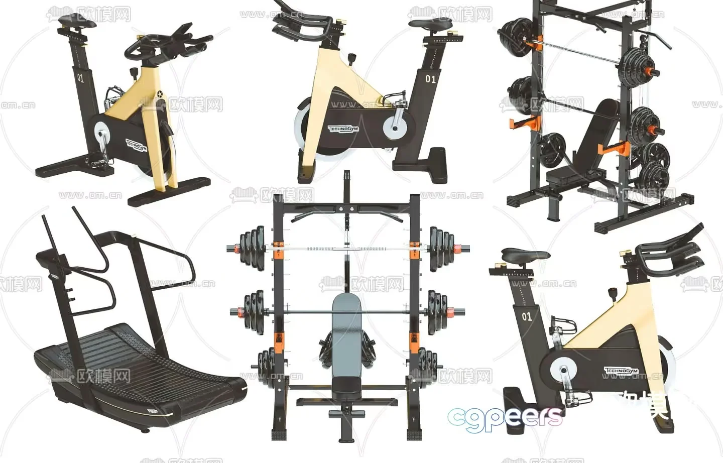 Black And Cream Exercise Equipment 3D Model – 14390 – VRAY Render