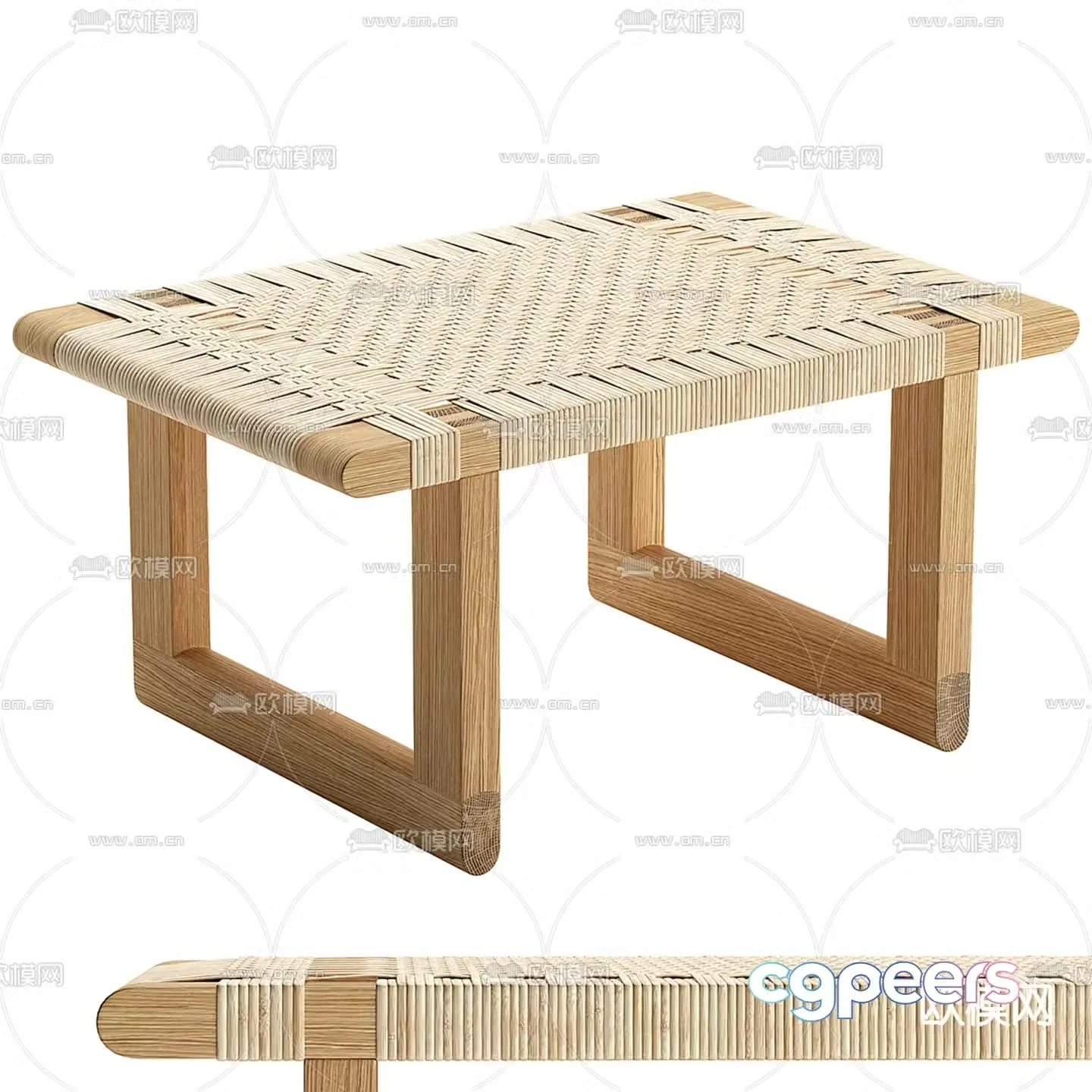 Rattan stool 3d model