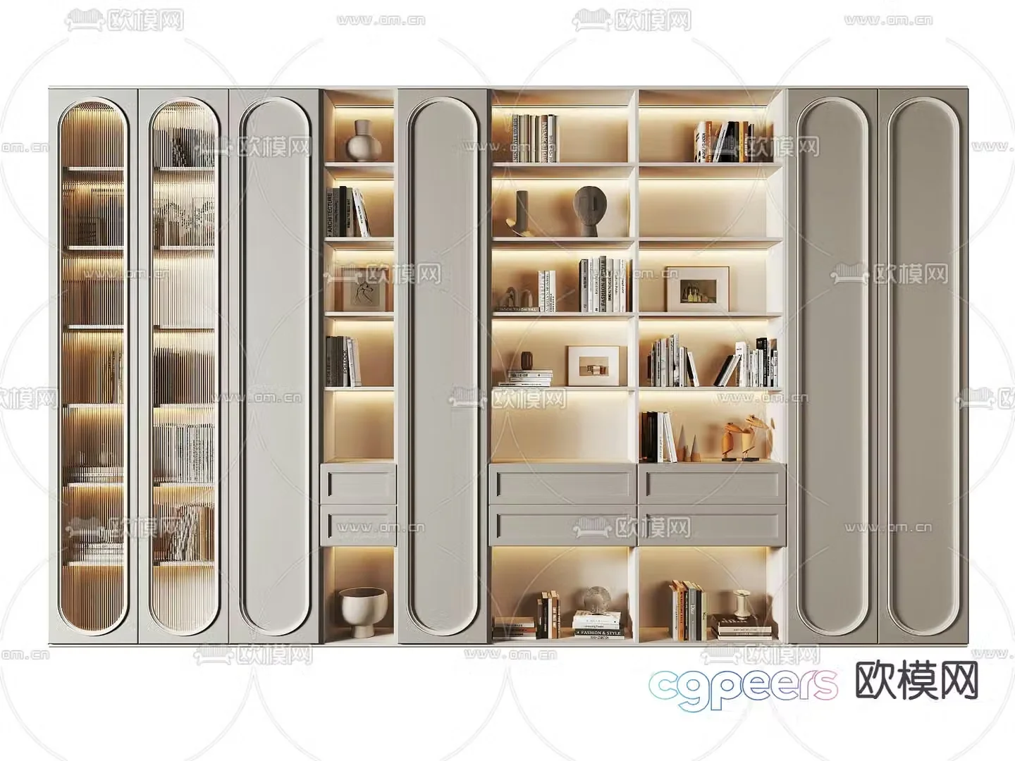 French bookcase bookshelf 3d model