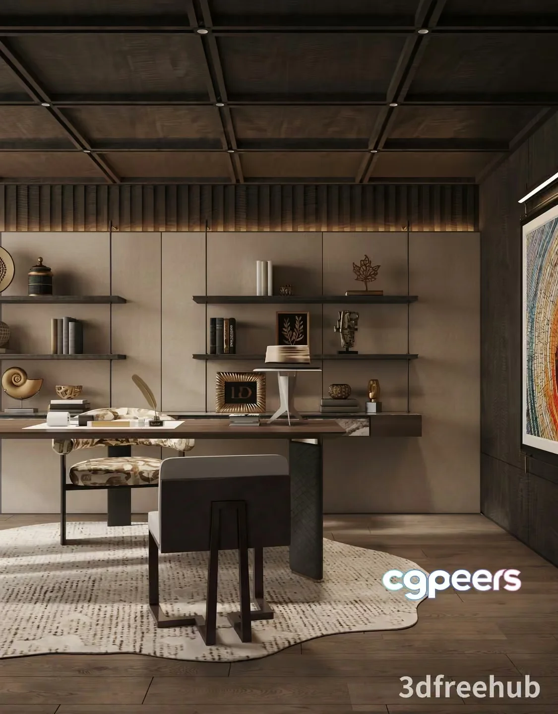Modern Home Office 3D Model – 22566 – VRAY Render
