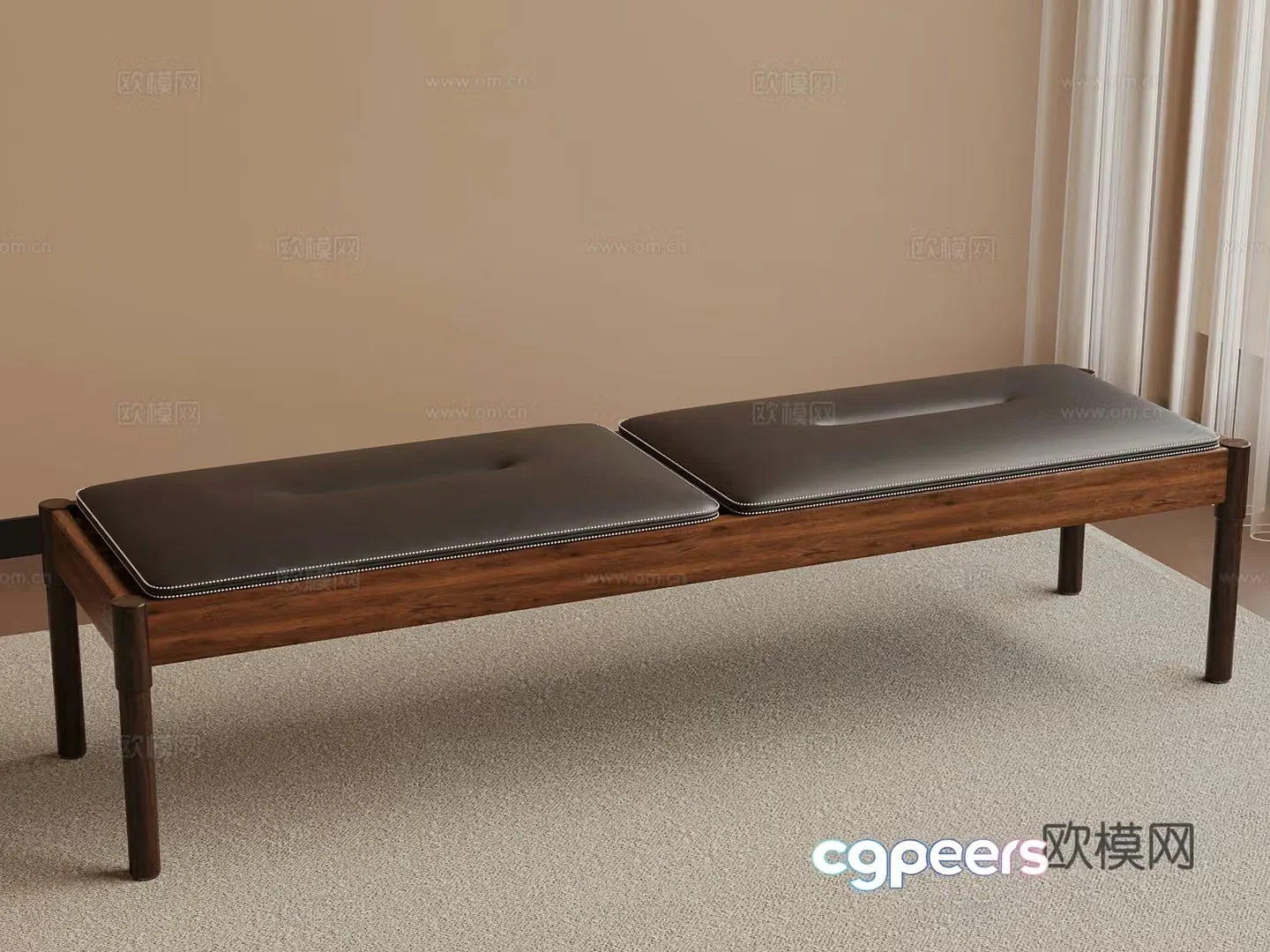 Middle-aged shoe changing bench bench 3D model