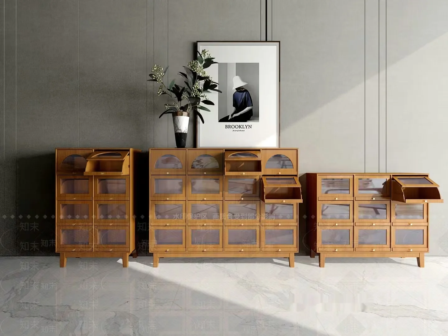 Modern Wooden Storage Units 3D Model – 6215 – VRAY Render