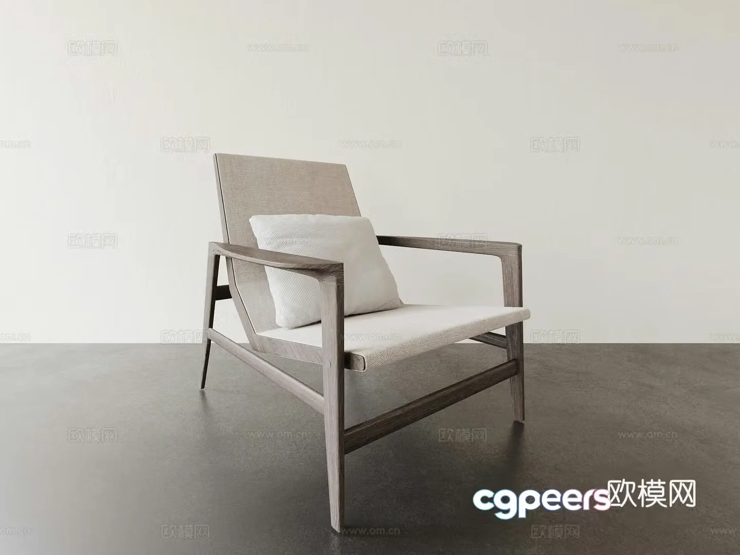 Single chair seat solid wood seat 3d model