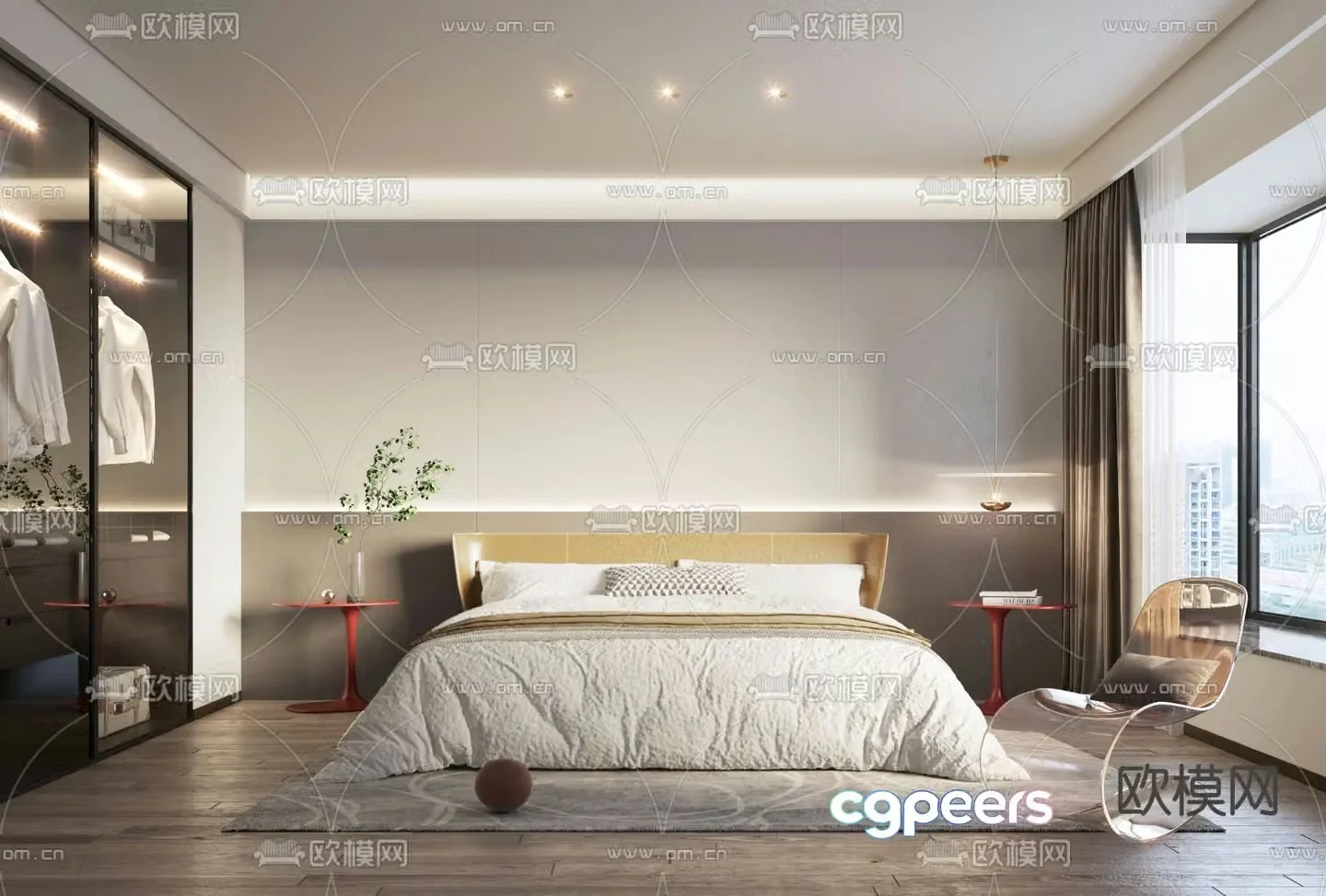 B&B Italia modern bedroom master room 3d model