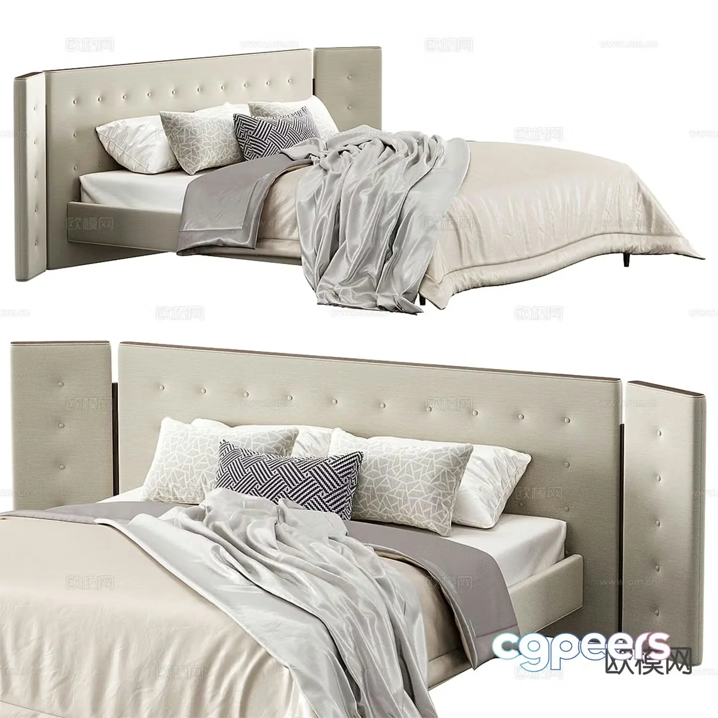Modern double bed 3d model
