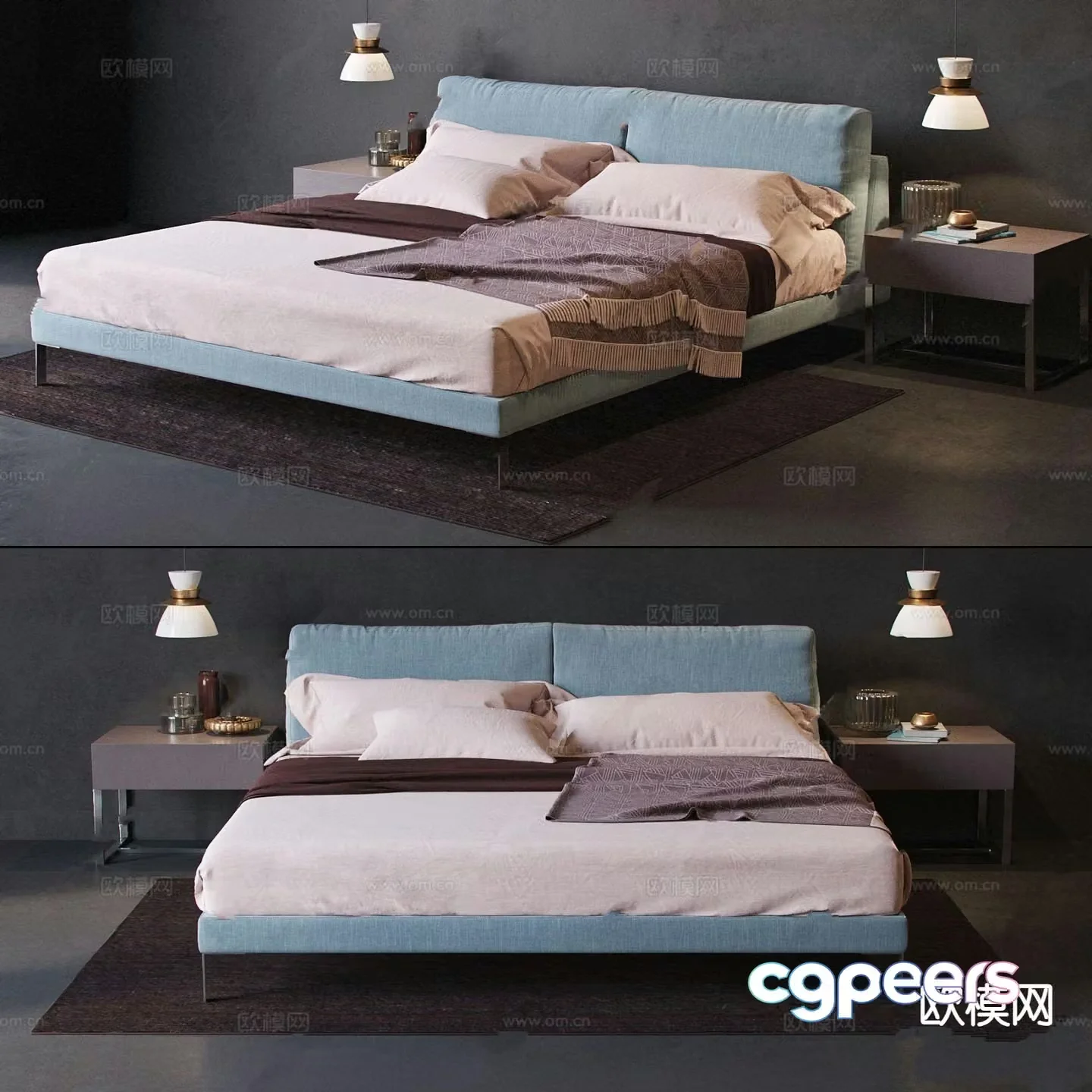 Modern double bed 3d model